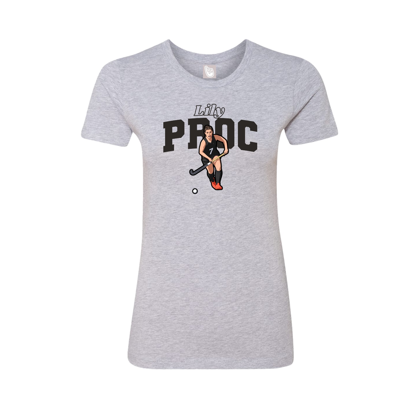 Fitted Women's Tee — Name Arch in Grey