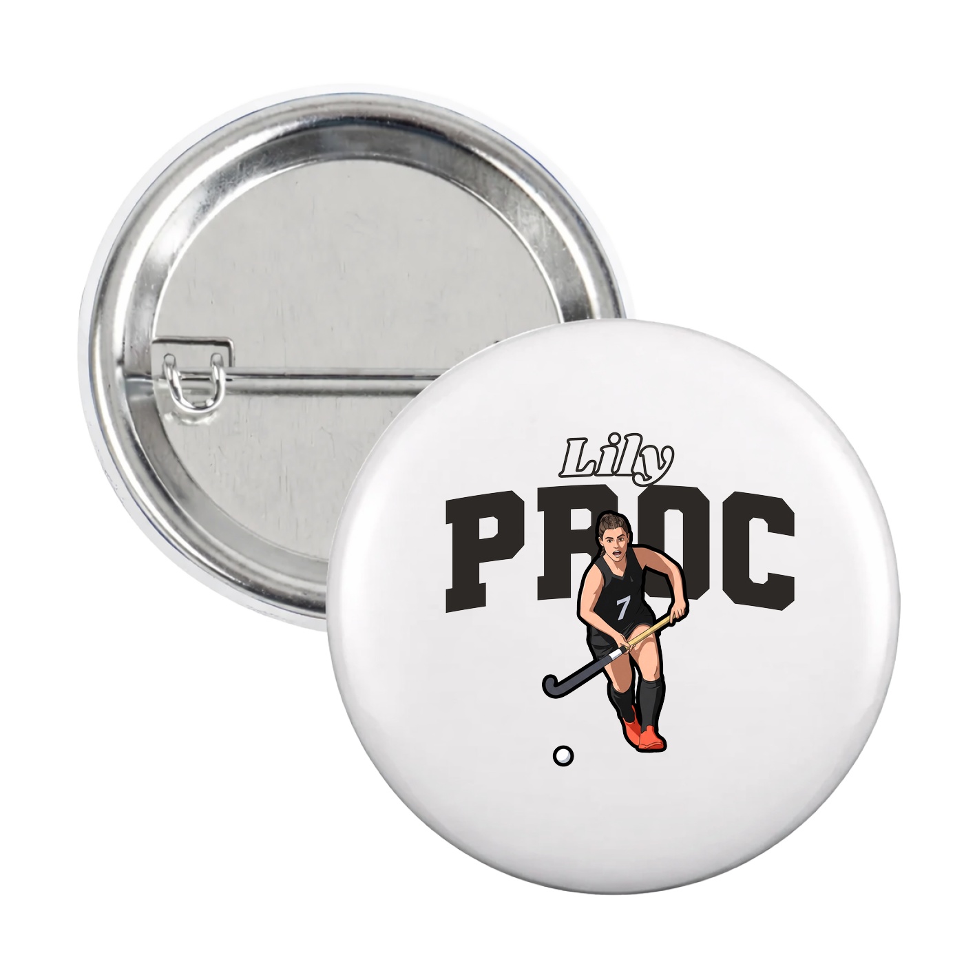 Game Day Button — Name Arch in White