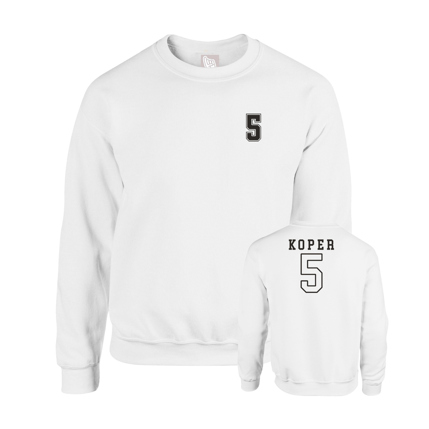 Fleece Crew — Chest Back in White