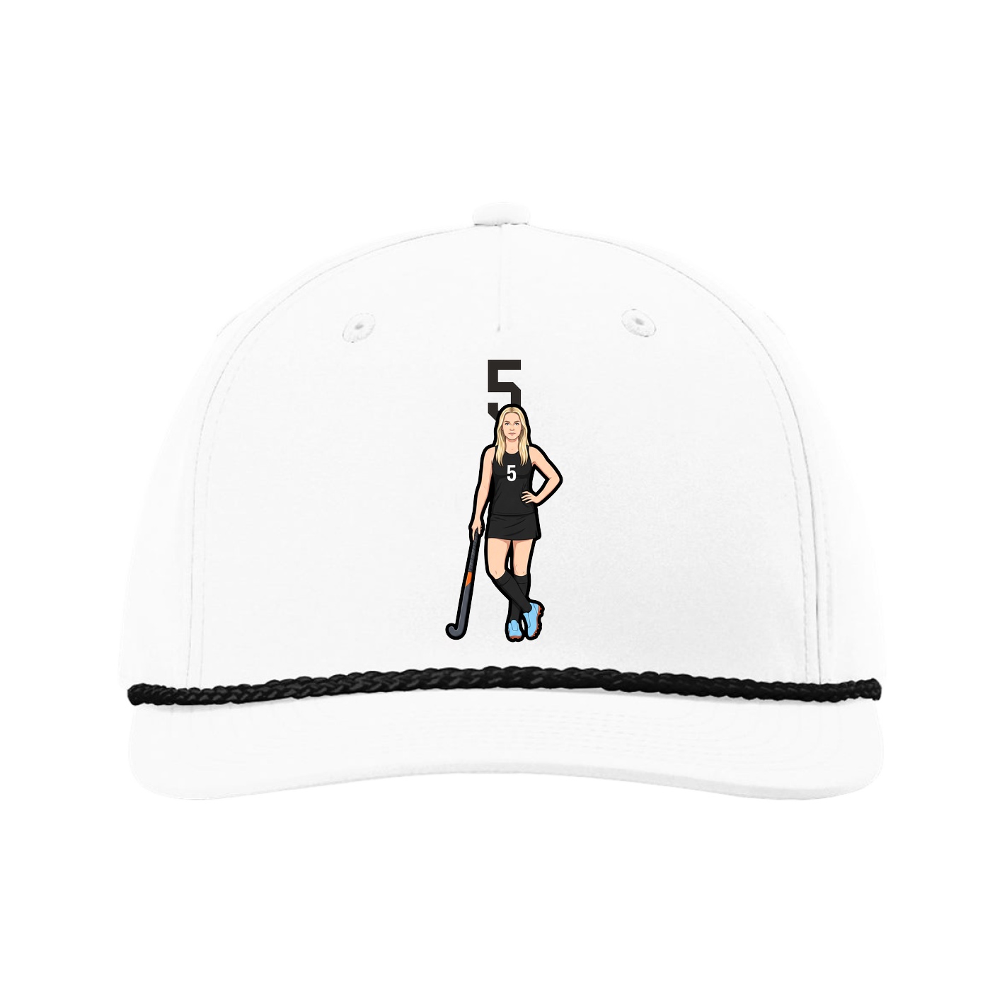 Five-Panel Classic Rope Cap — Number Top in White