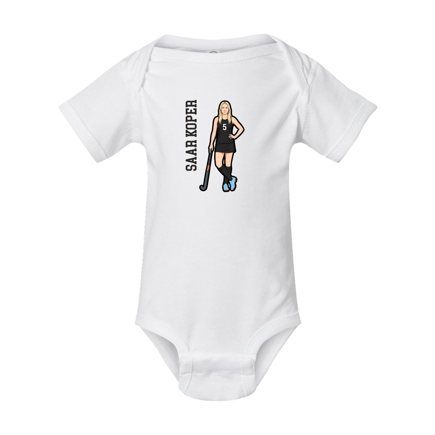 Baby Onesie — Name Vertical in White