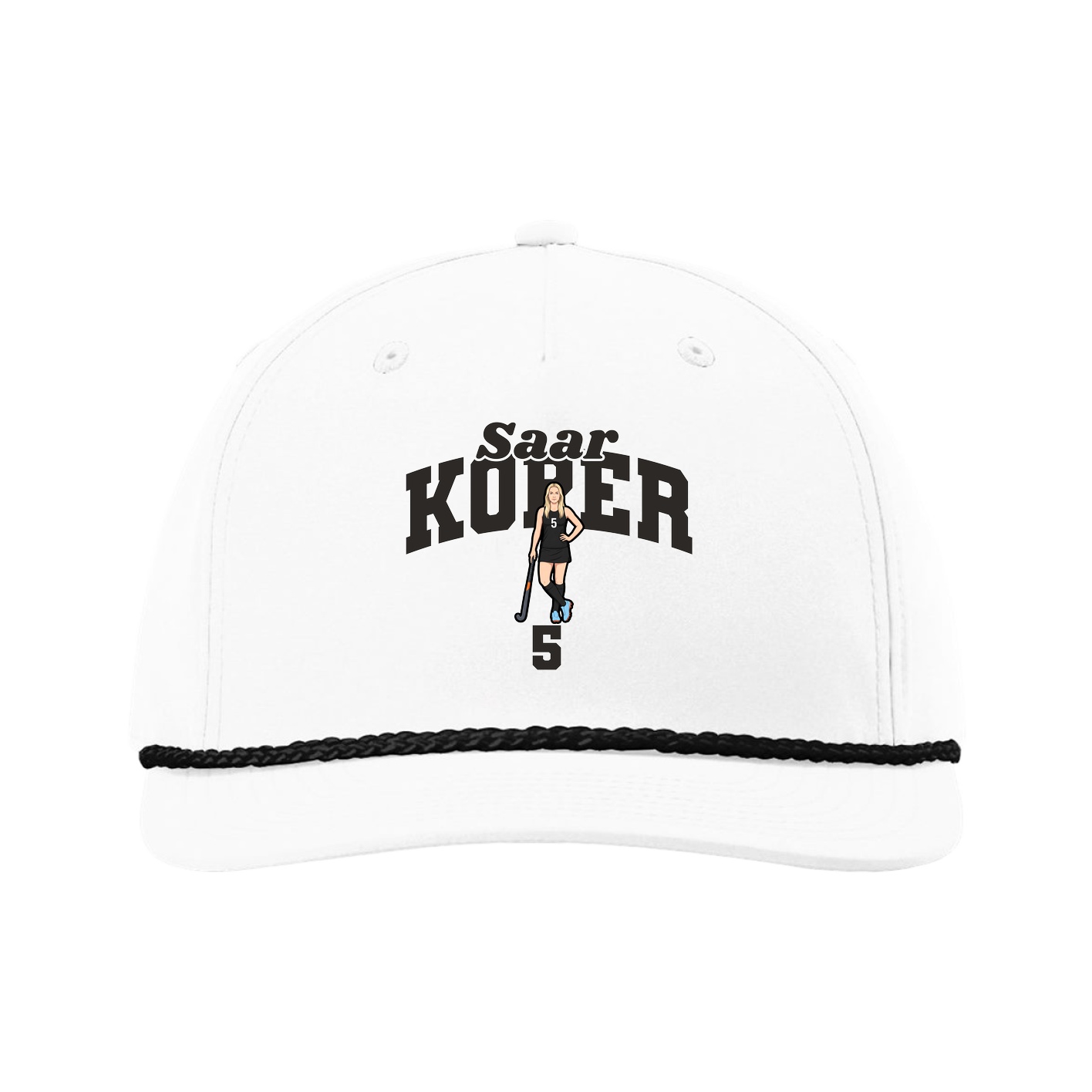 Five-Panel Classic Rope Cap — Signature Arch in White