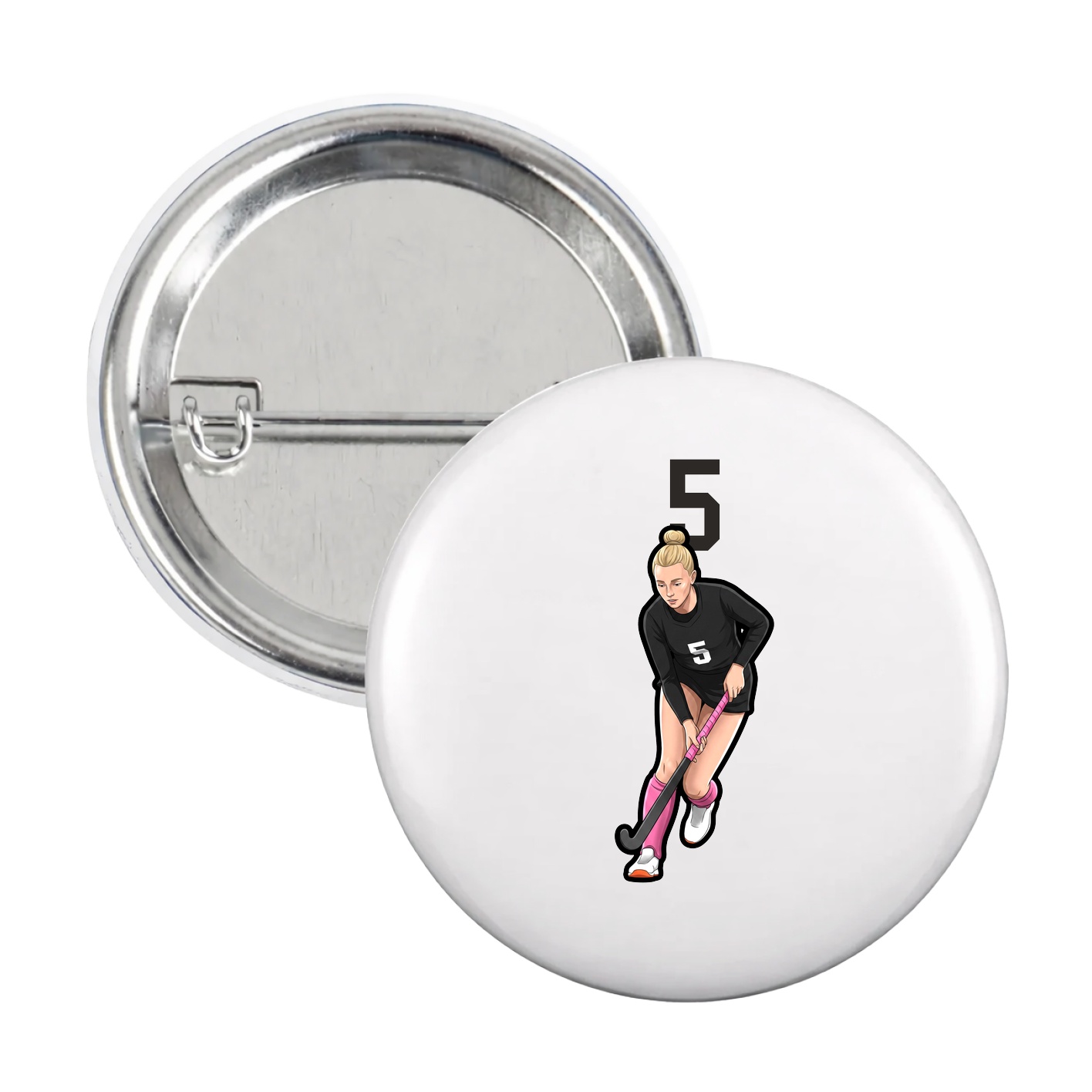 Game Day Button — Number Top in White