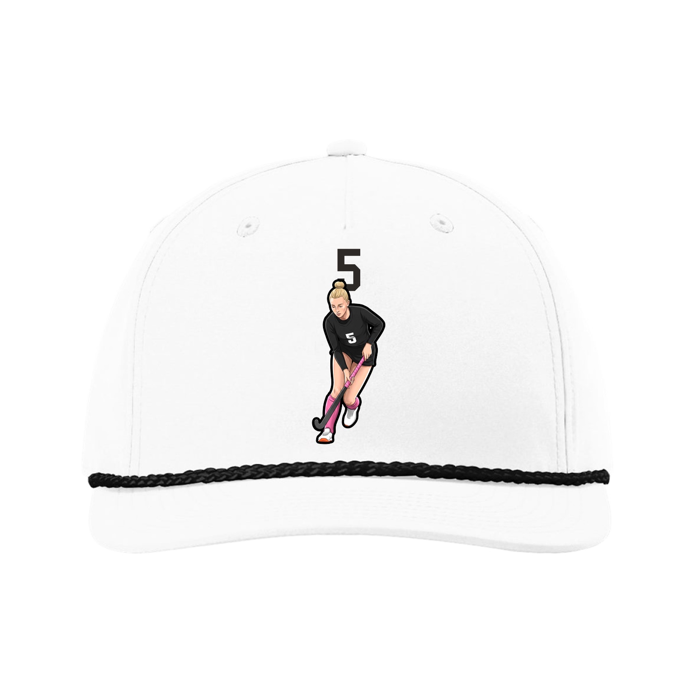 Five-Panel Classic Rope Cap — Number Top in White