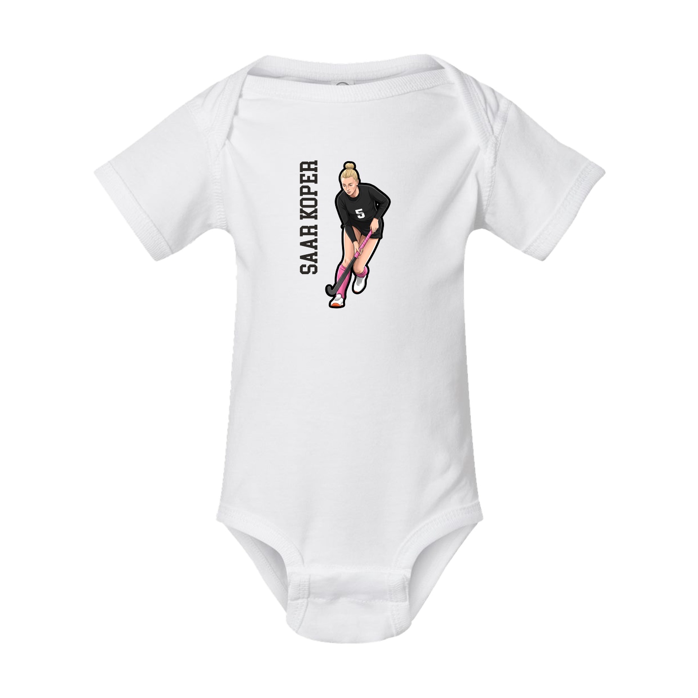 Baby Onesie — Name Vertical in White