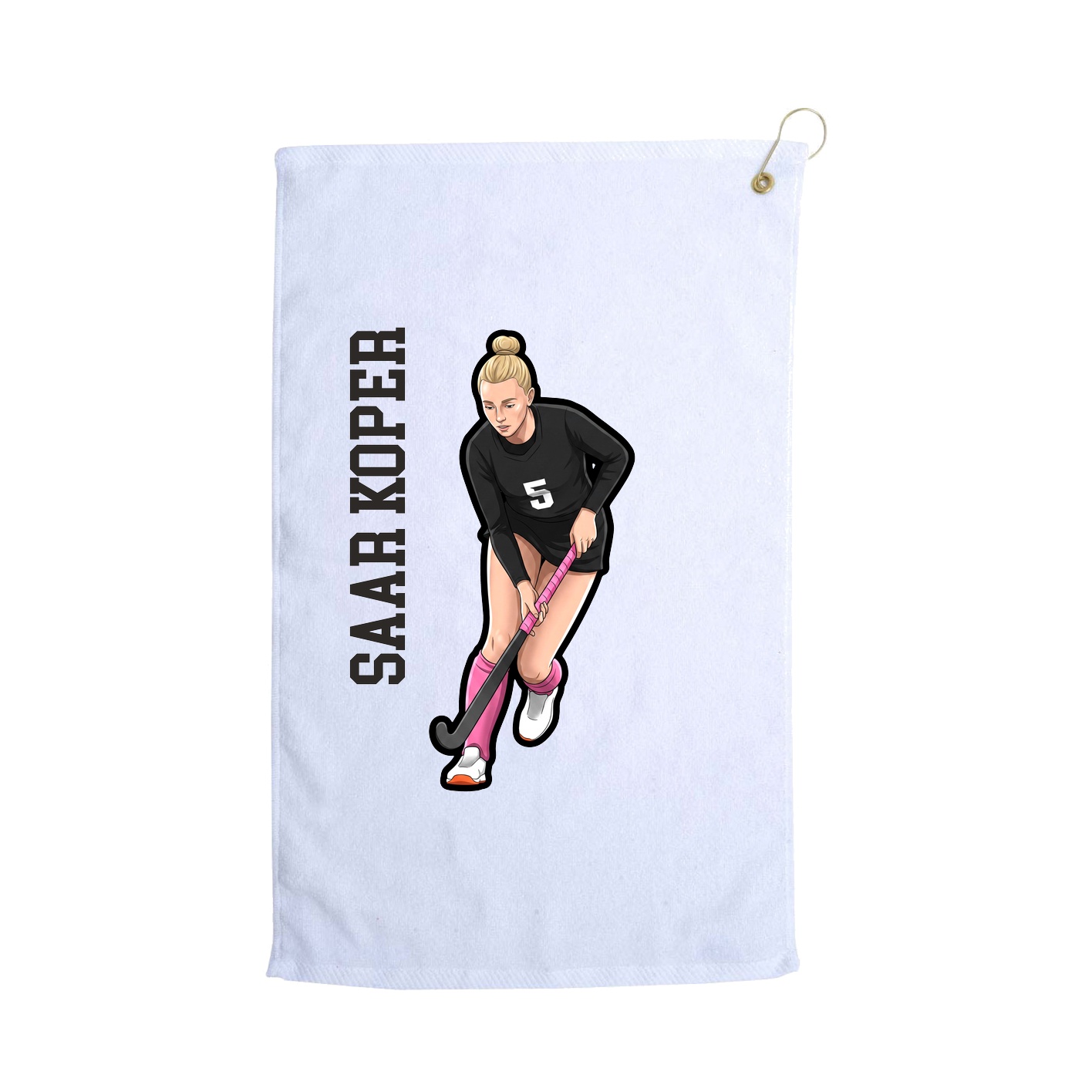 Golf Towel — Name Vertical in White