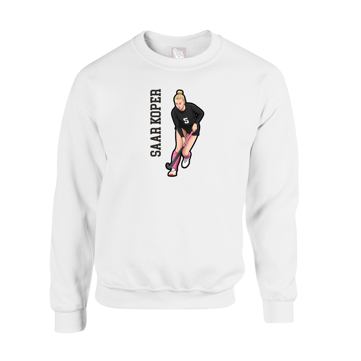 Fleece Crew — Name Vertical in White