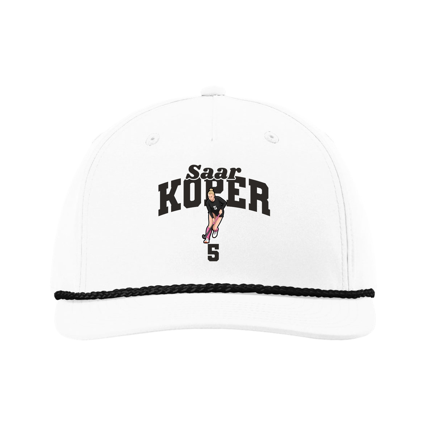 Five-Panel Classic Rope Cap — Signature Arch in White
