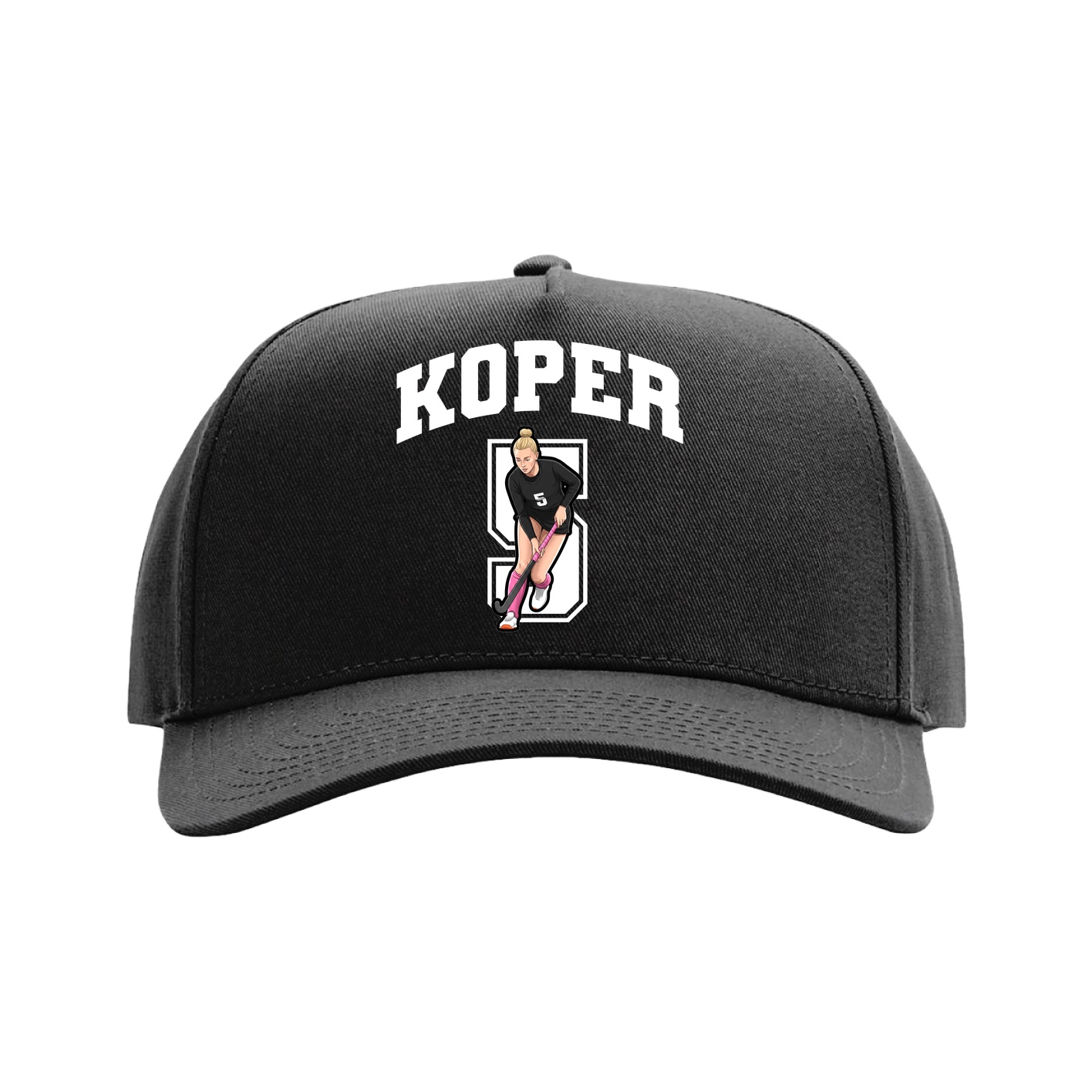 Full Fabric Five-Panel Champ Cap — Number in Black