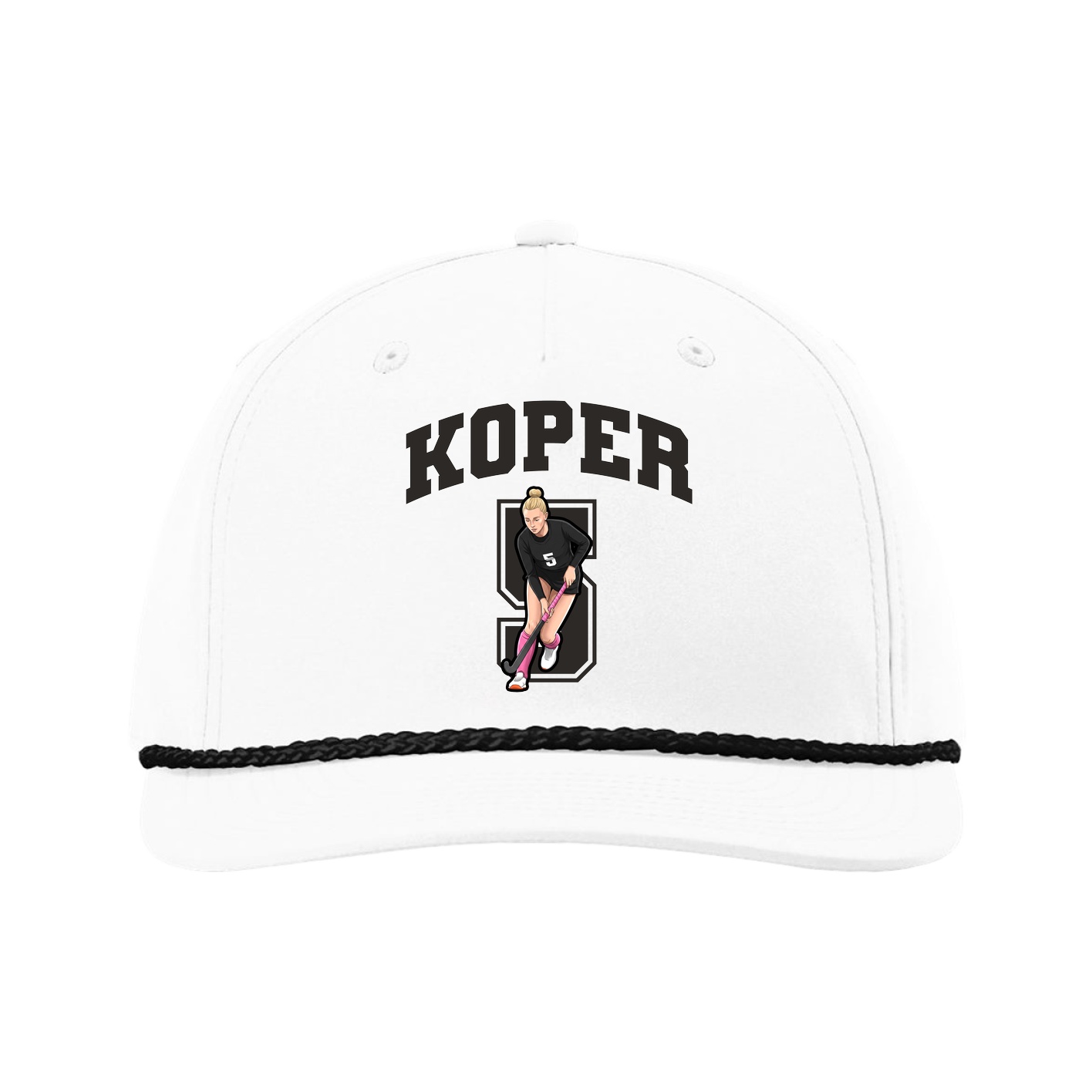 Five-Panel Classic Rope Cap — Number in White