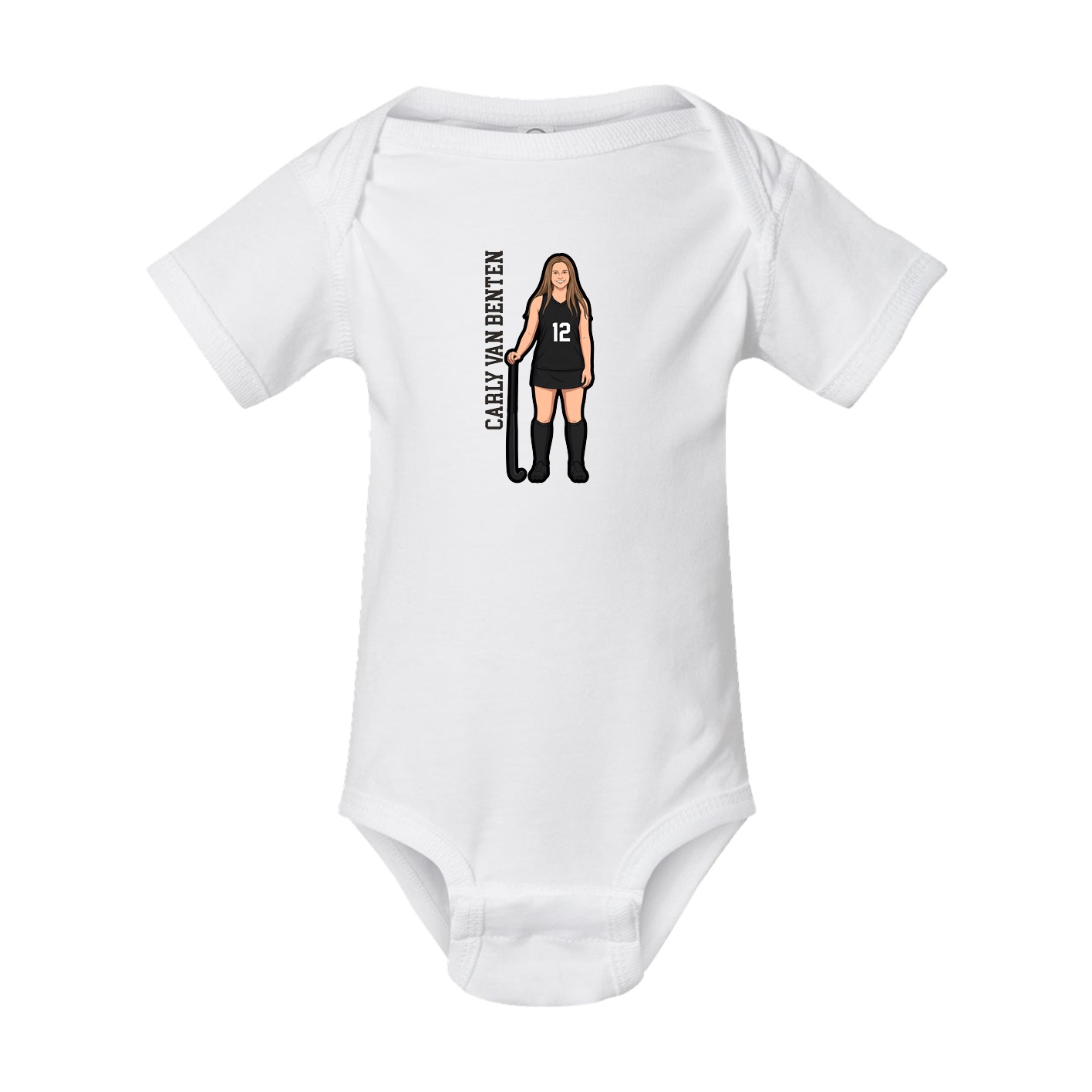 Baby Onesie — Name Vertical in White