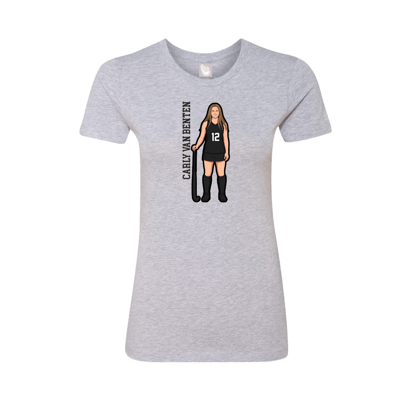 Fitted Women's Tee — Name Vertical in Grey