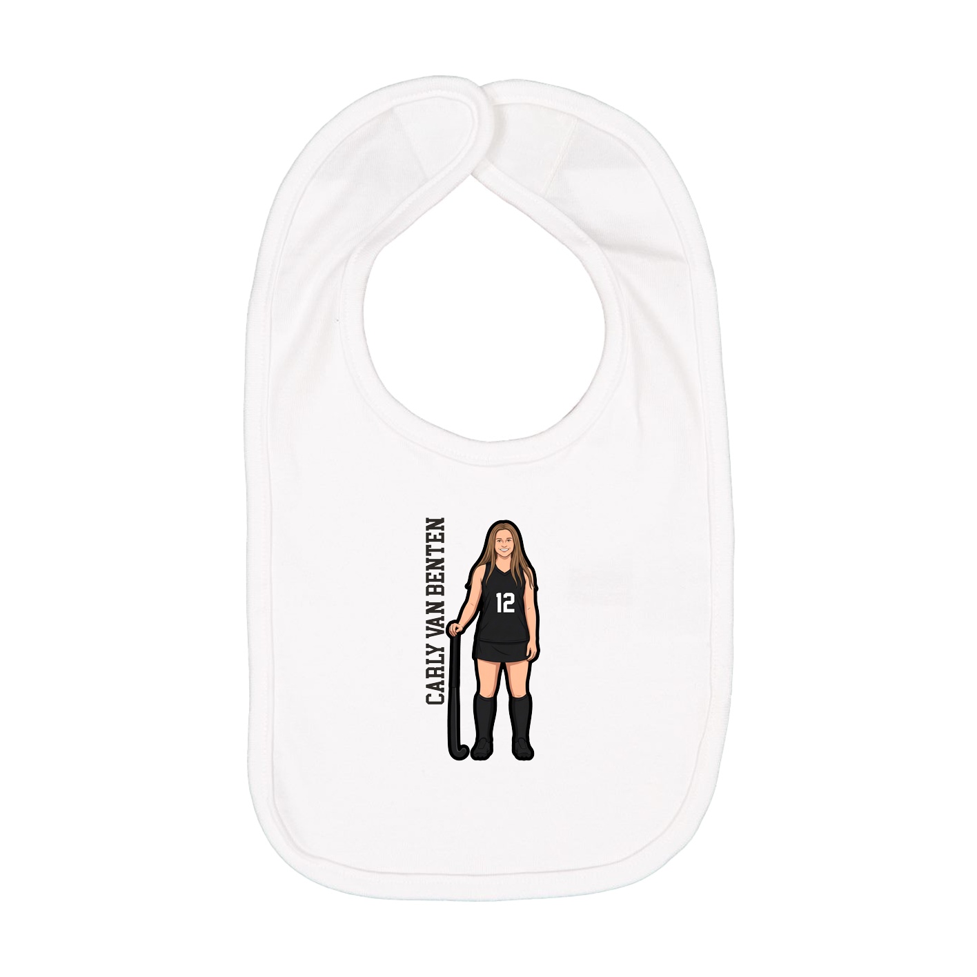 Infant Bib — Name Vertical in White