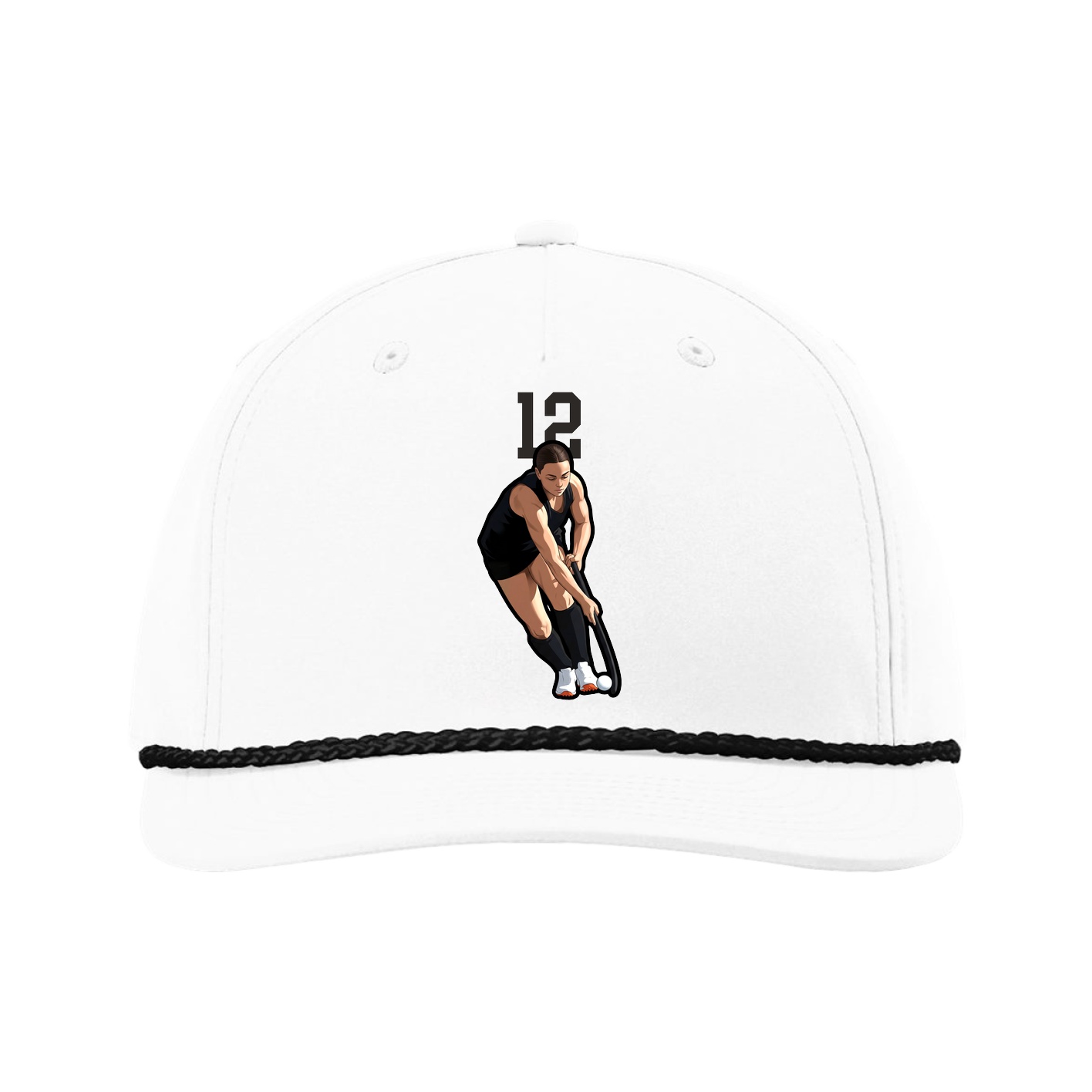 Five-Panel Classic Rope Cap — Number Top in White