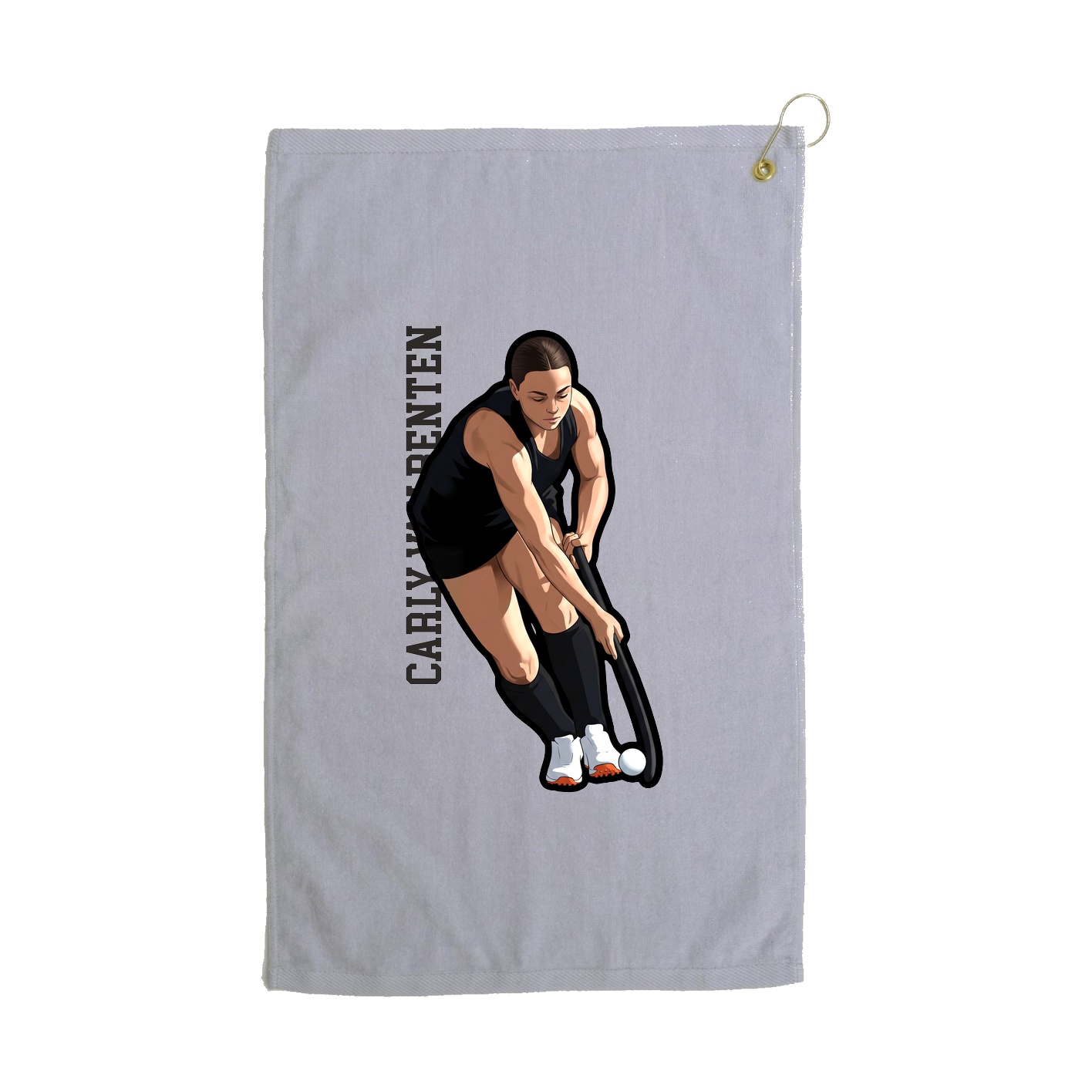 Golf Towel — Name Vertical in Grey