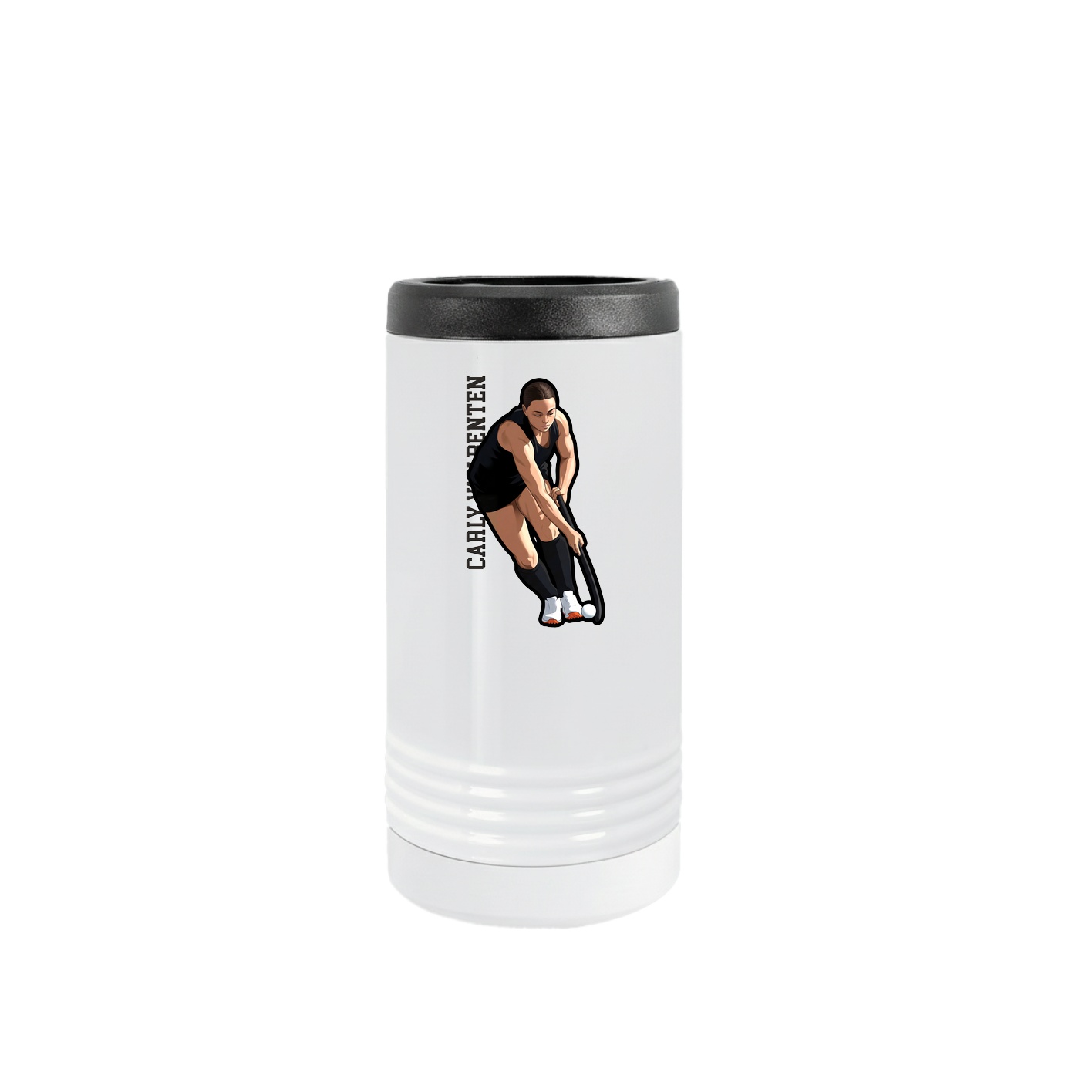 Slim Beverage Holder — Name Vertical in White