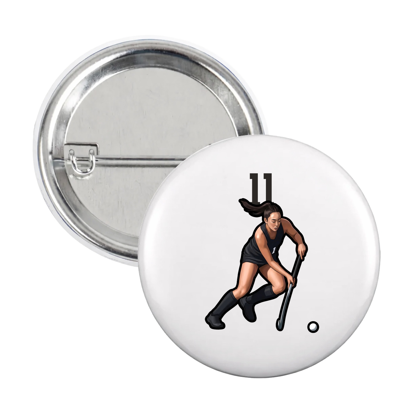 Game Day Button — Number Top in White