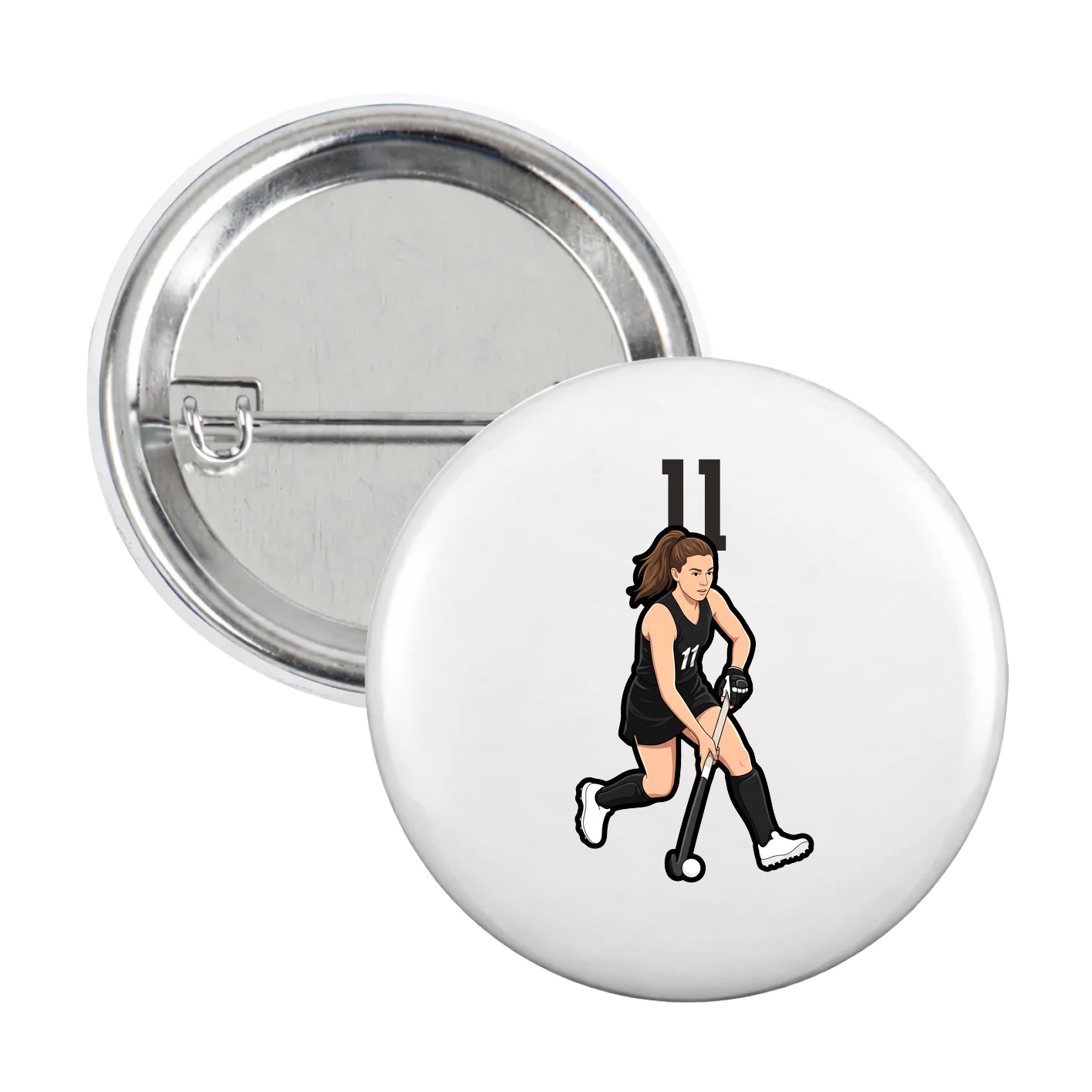 Game Day Button — Number Top in White