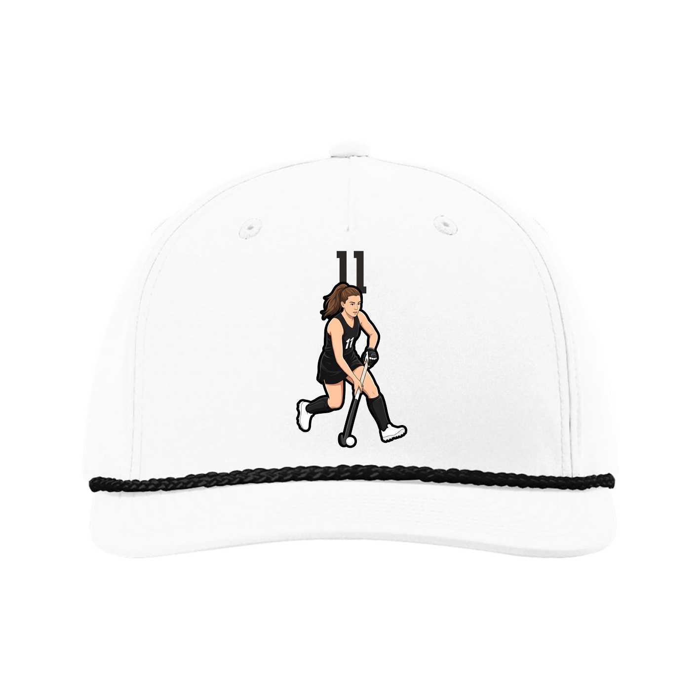 Five-Panel Classic Rope Cap — Number Top in White