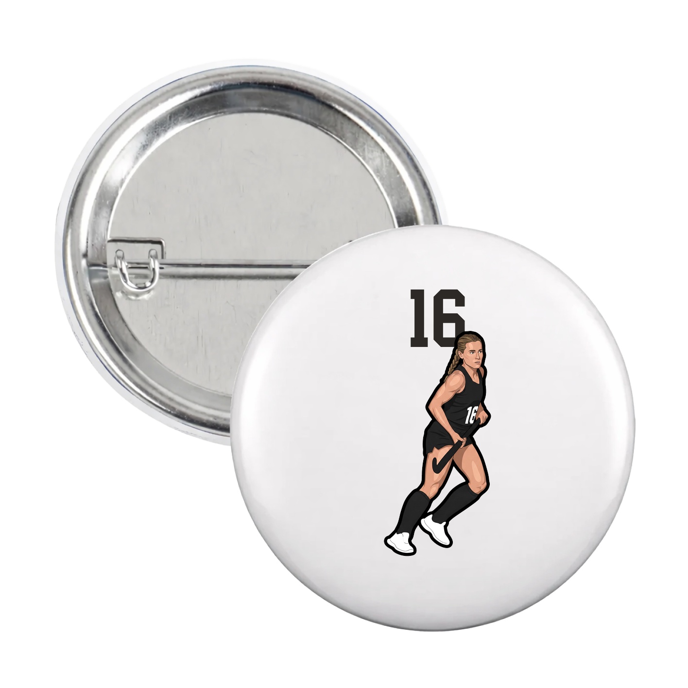 Game Day Button — Number Top in White