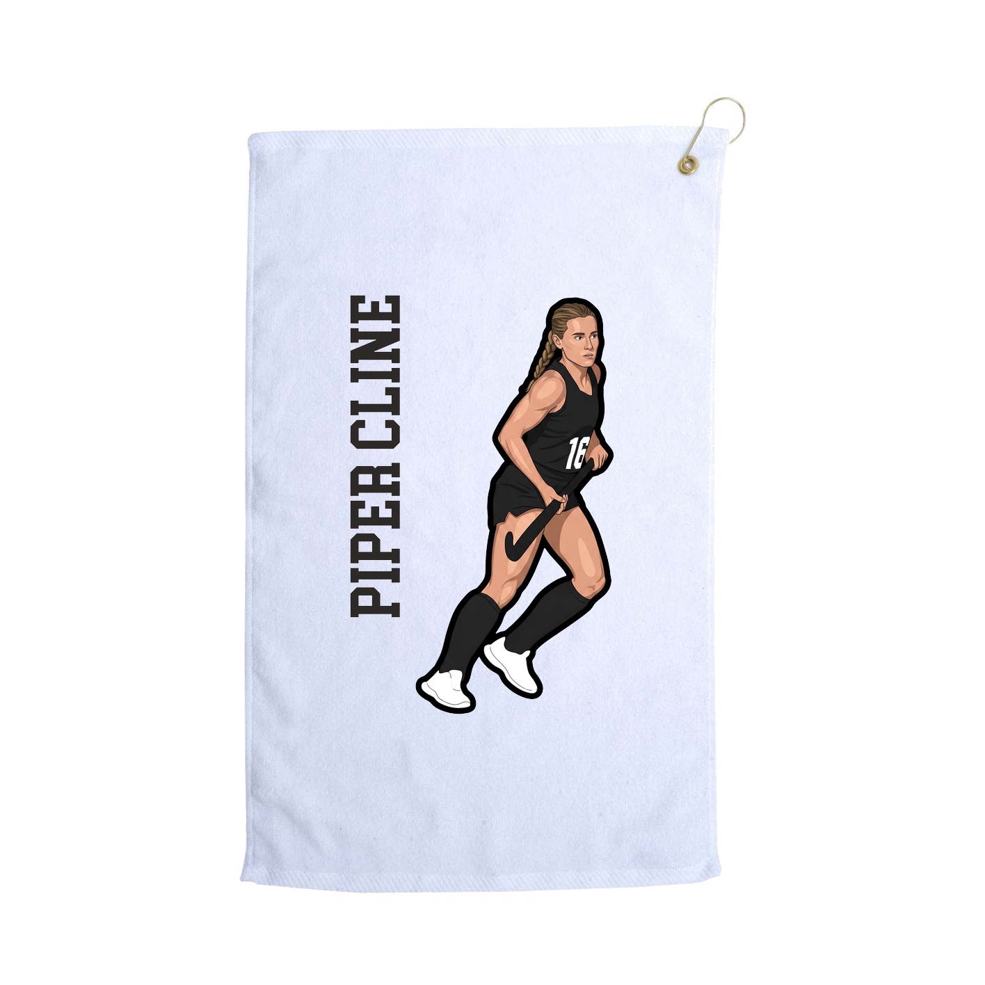 Golf Towel — Name Vertical in White