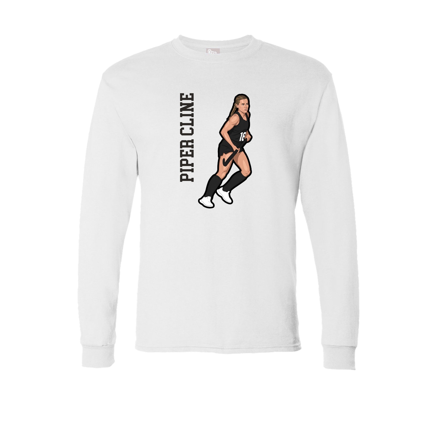 Long Sleeve Tee — Name Vertical in White