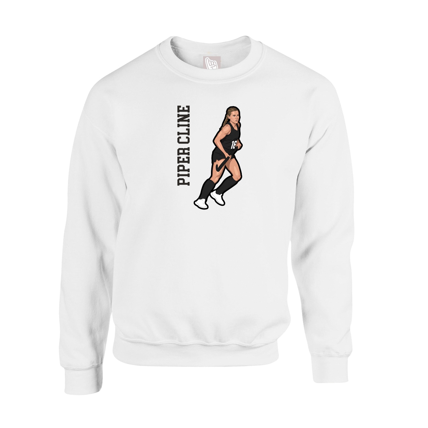 Fleece Crew — Name Vertical in White