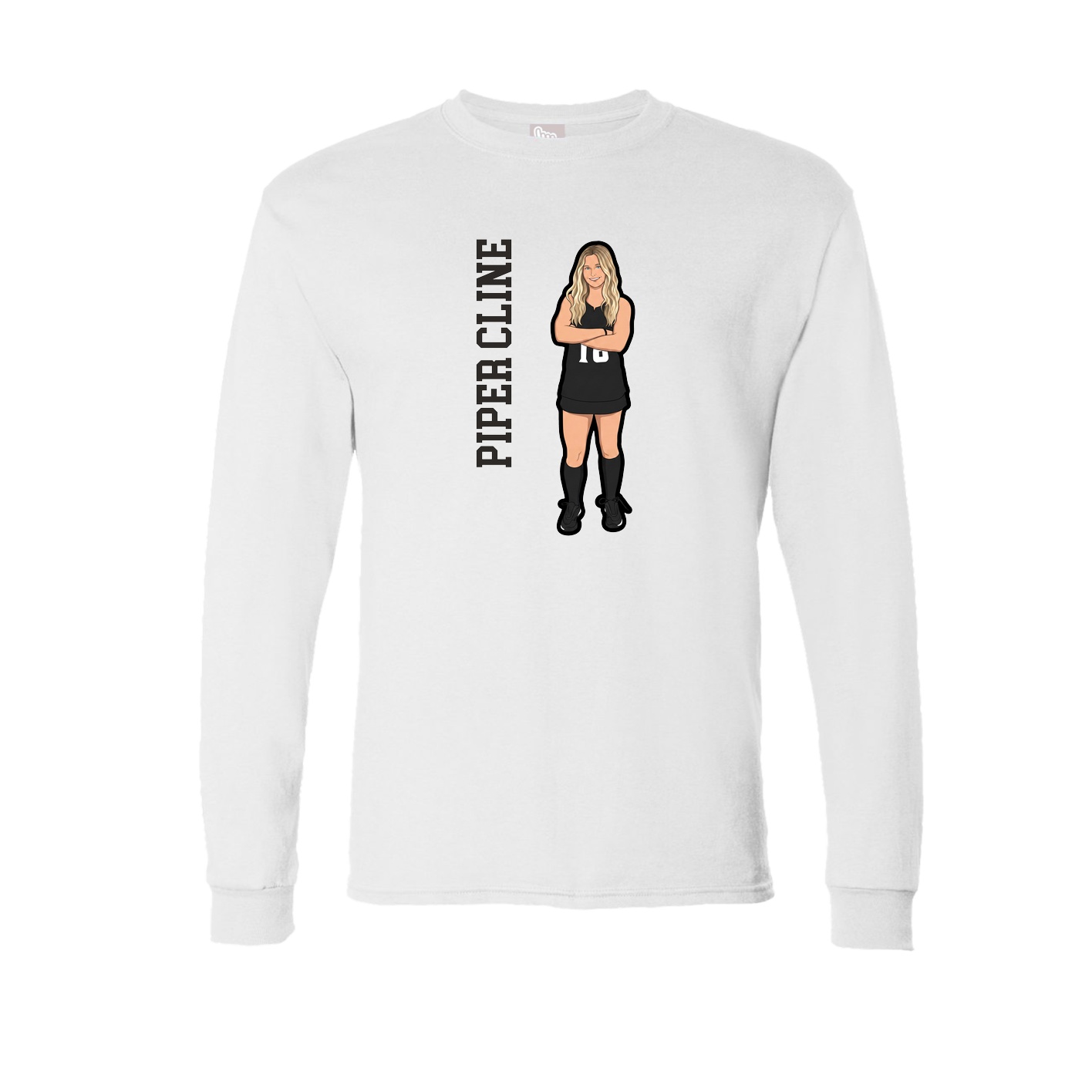 Long Sleeve Tee — Name Vertical in White