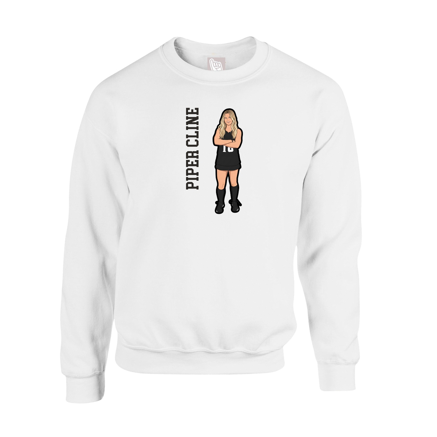 Fleece Crew — Name Vertical in White