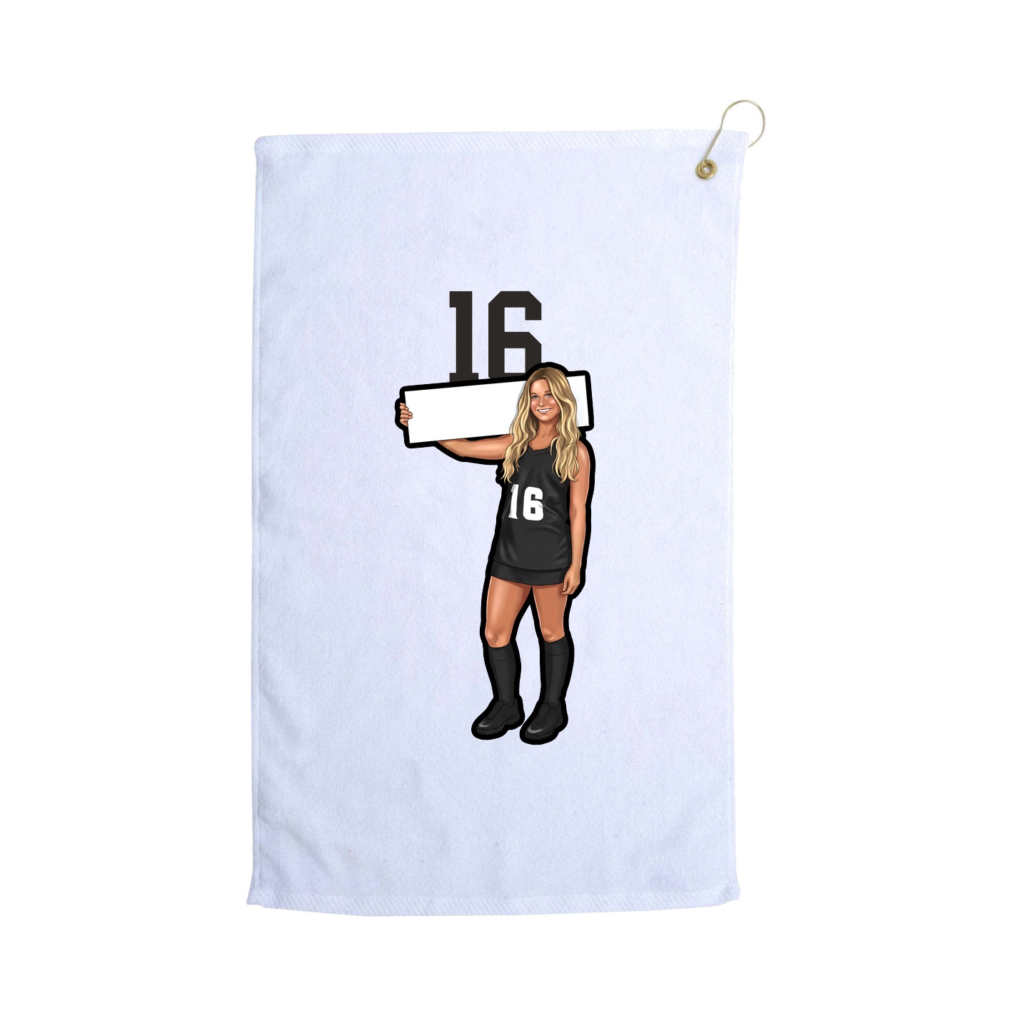 Golf Towel — Number Top in White