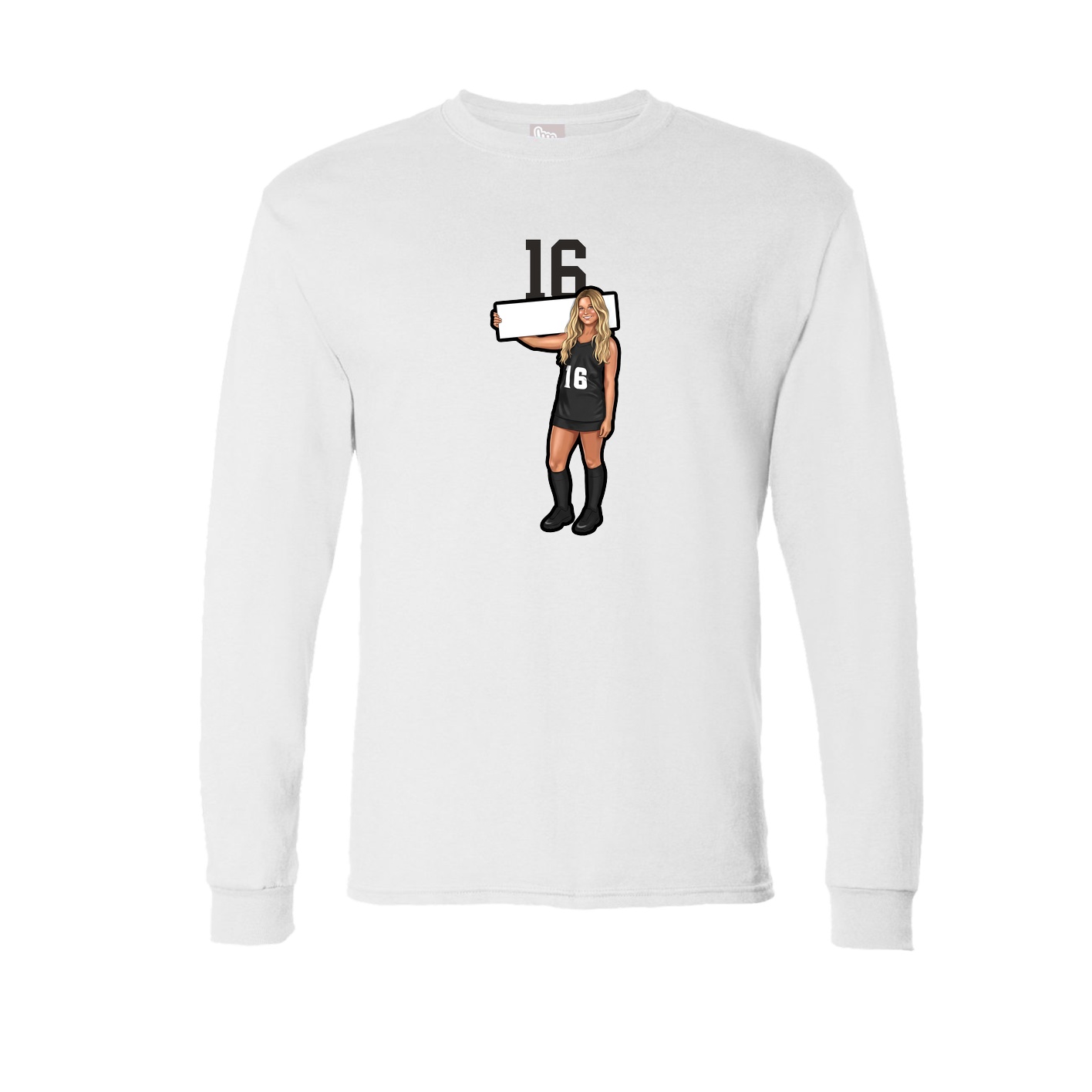 Long Sleeve Tee — Number Top in White