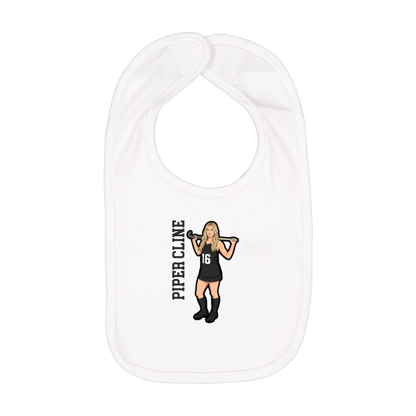 Infant Bib — Name Vertical in White