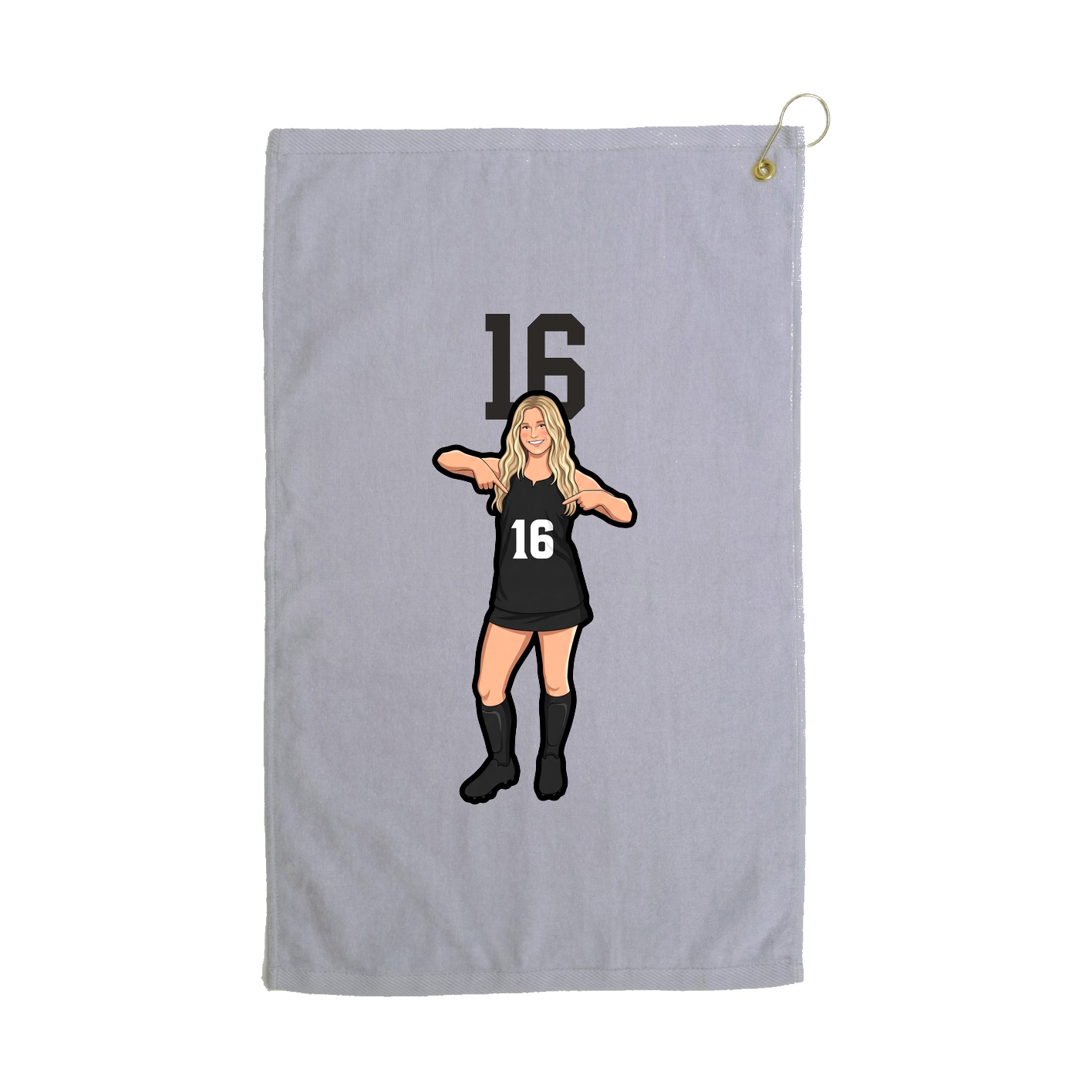 Golf Towel — Number Top in Grey