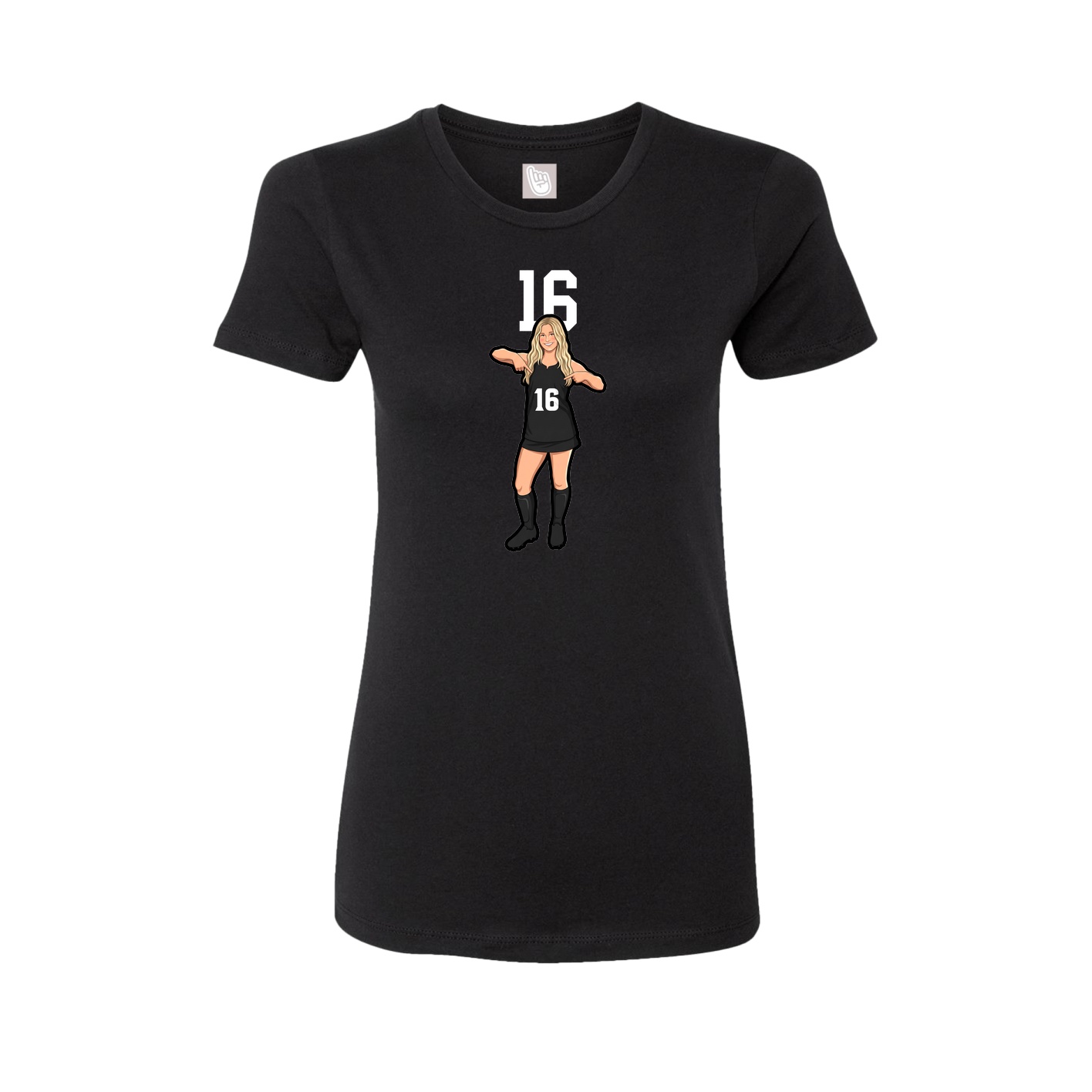 Fitted Women's Tee — Number Top in Black
