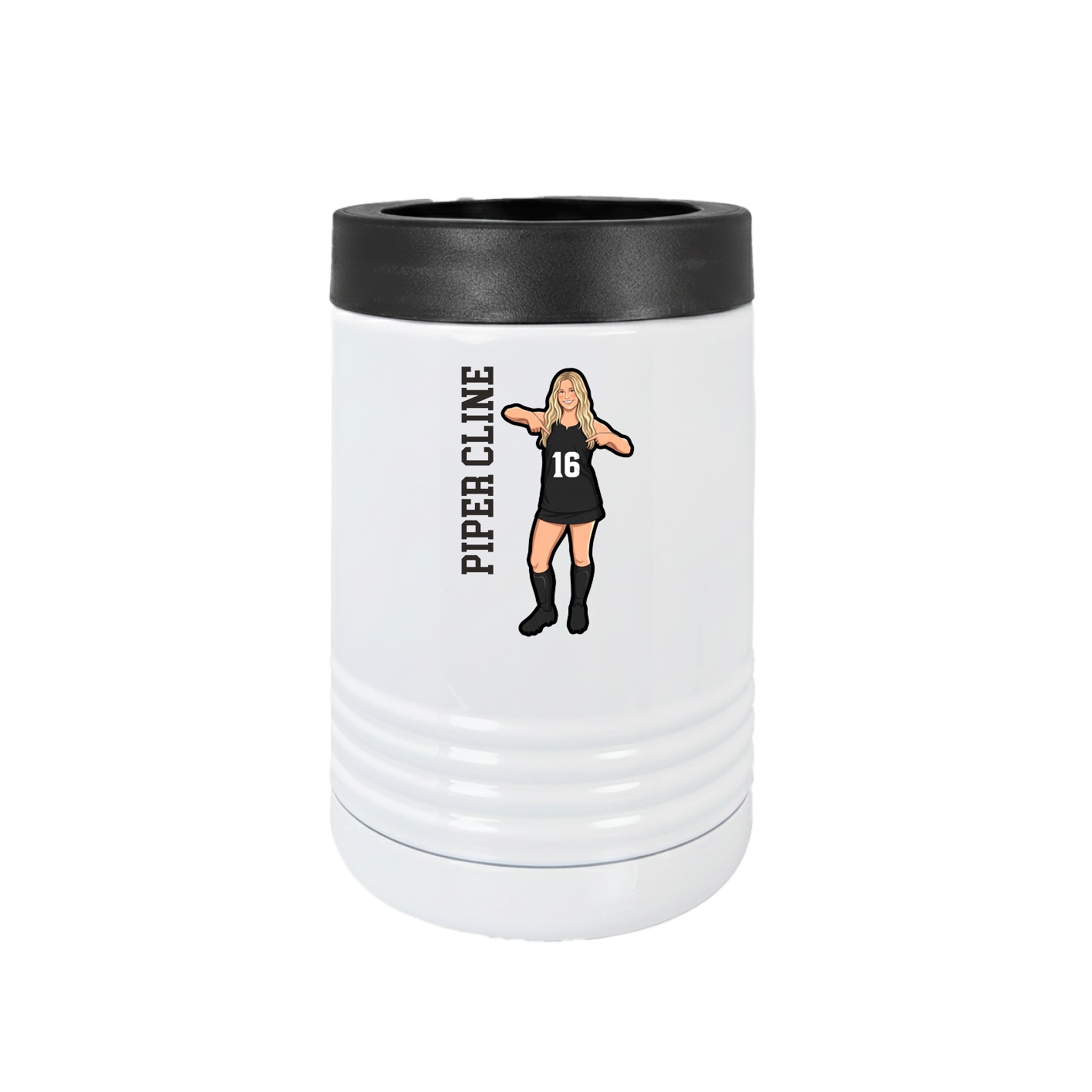 Beverage Holder — Name Vertical in White