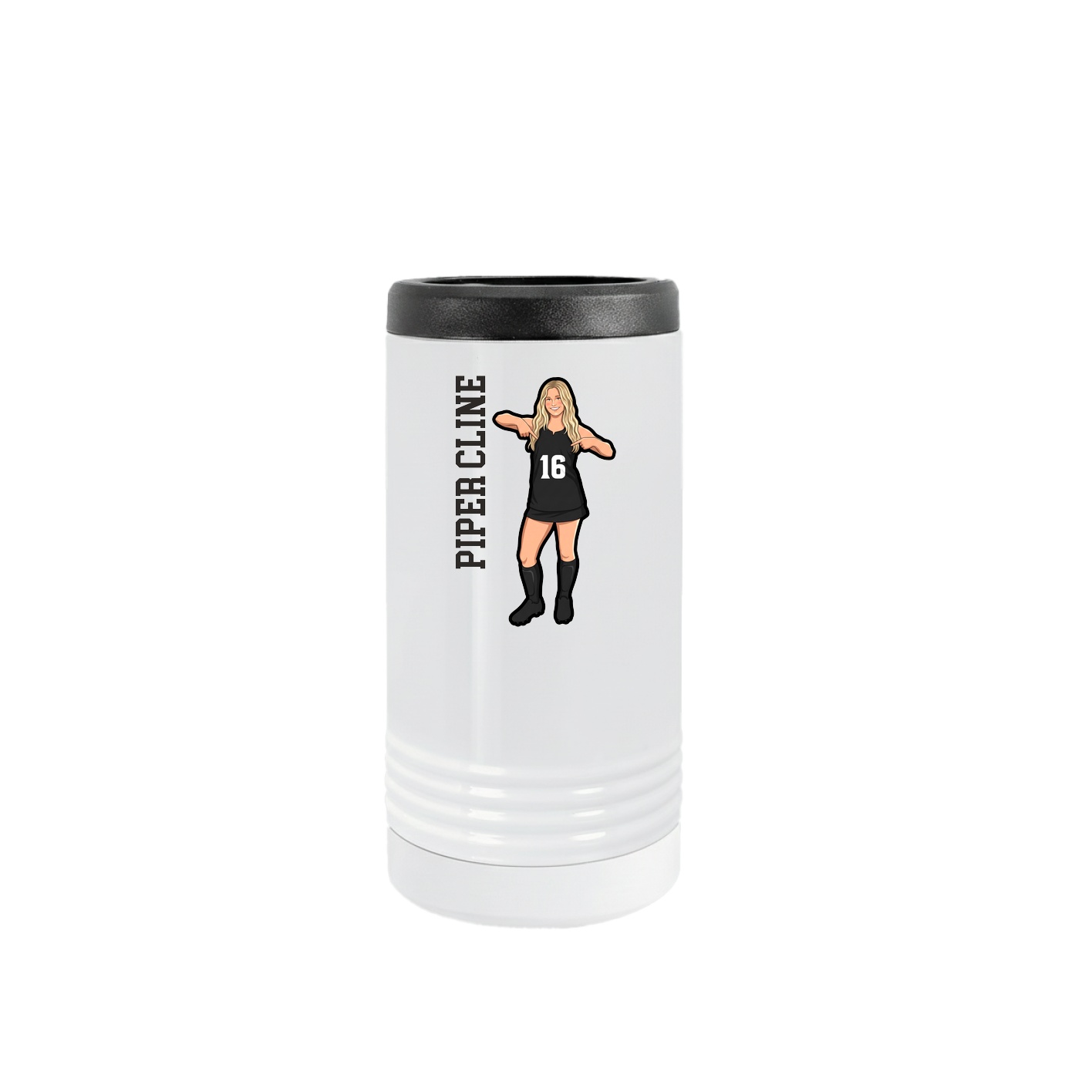 Slim Beverage Holder — Name Vertical in White