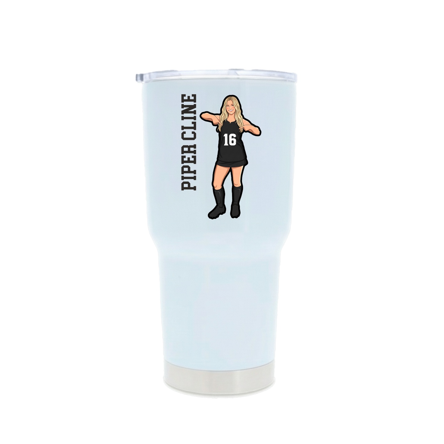 30oz Stainless Steel Tumbler — Name Vertical in White