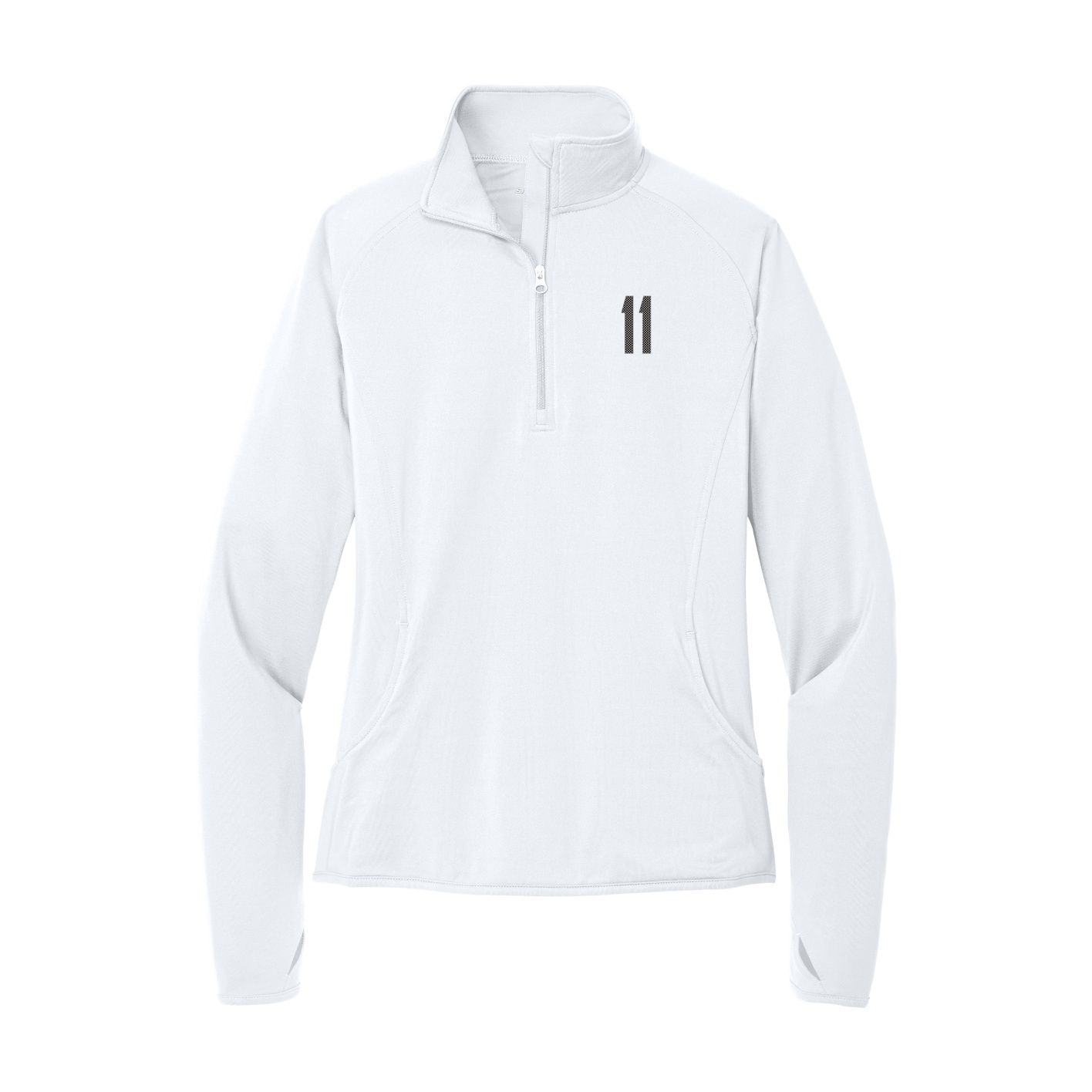 Women's Q-Zip Pullover — Front Shirsy in White