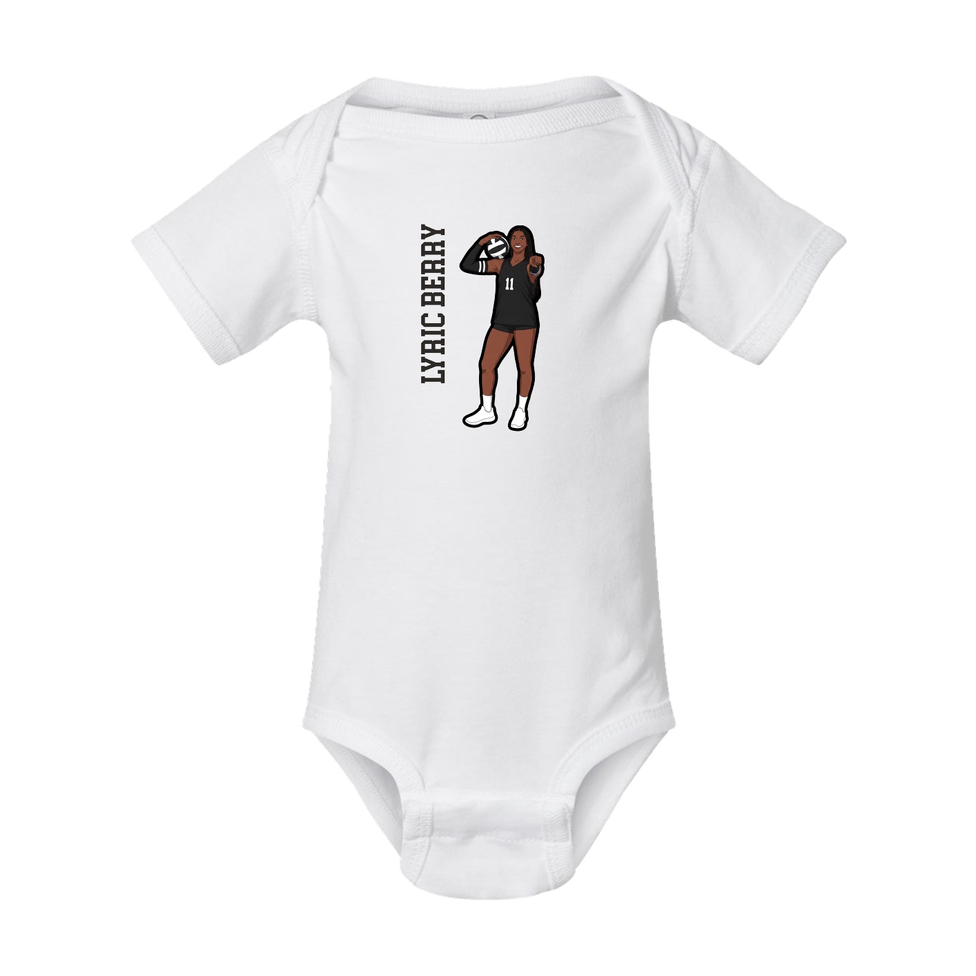 Baby Onesie — Name Vertical in White