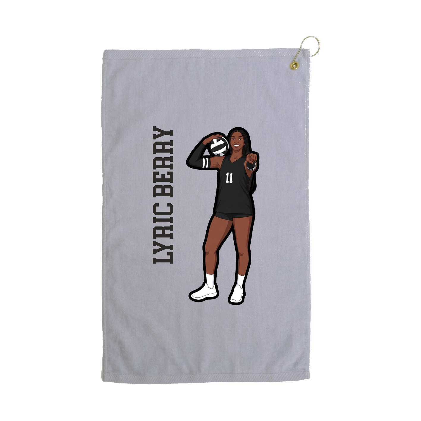 Golf Towel — Name Vertical in Grey
