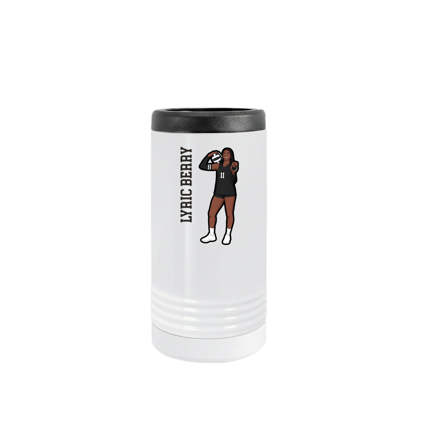 Slim Beverage Holder — Name Vertical in White