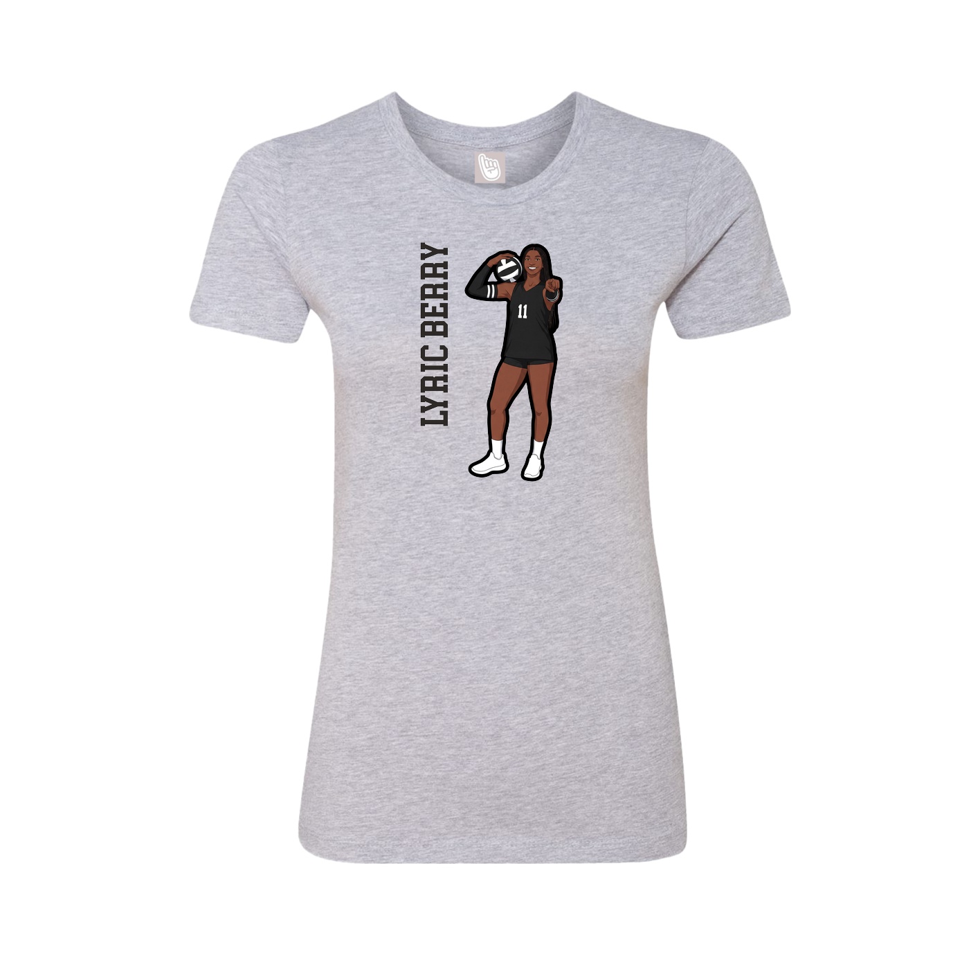Fitted Women's Tee — Name Vertical in Grey