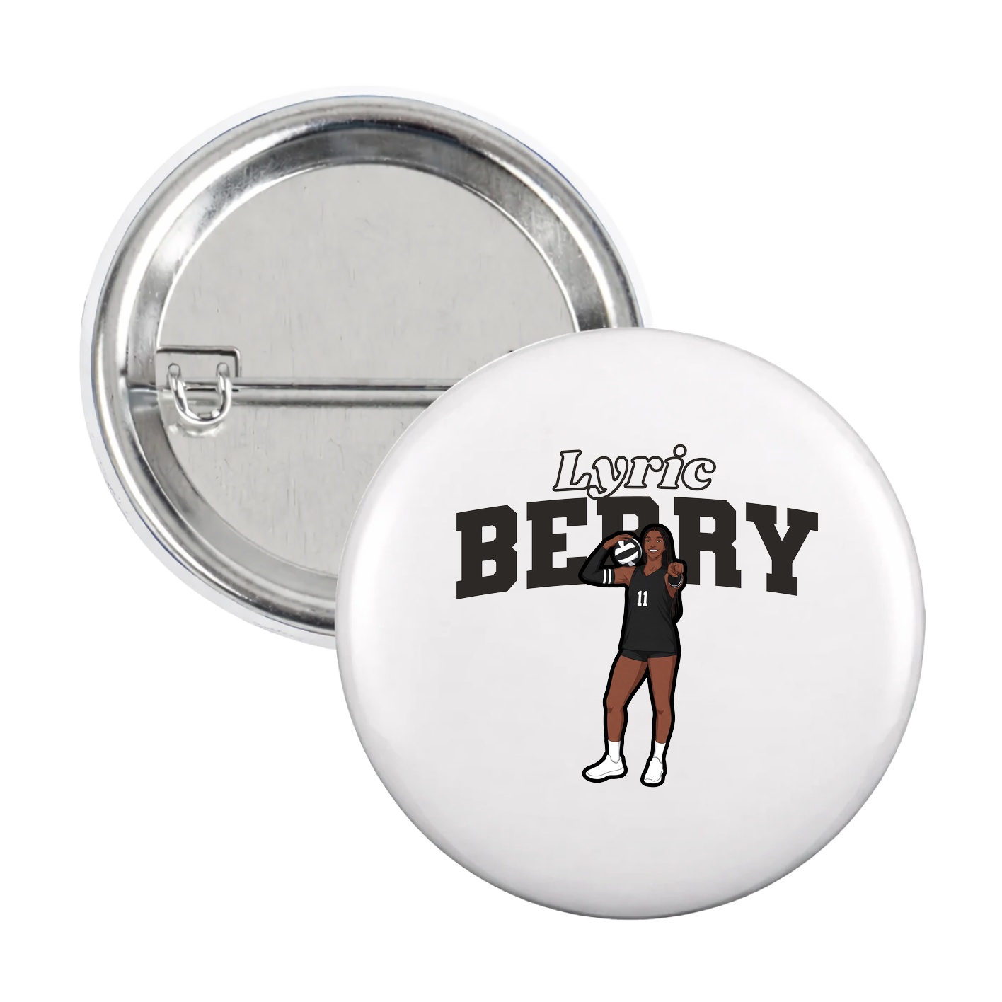 Game Day Button — Name Arch in White