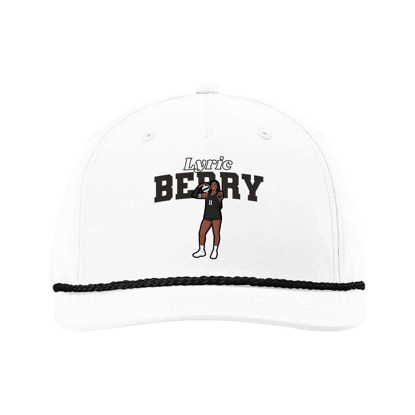 Five-Panel Classic Rope Cap — Name Arch in White