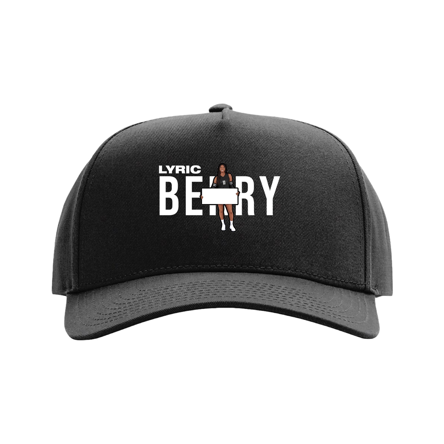 Full Fabric Five-Panel Champ Cap — Player Name in Black