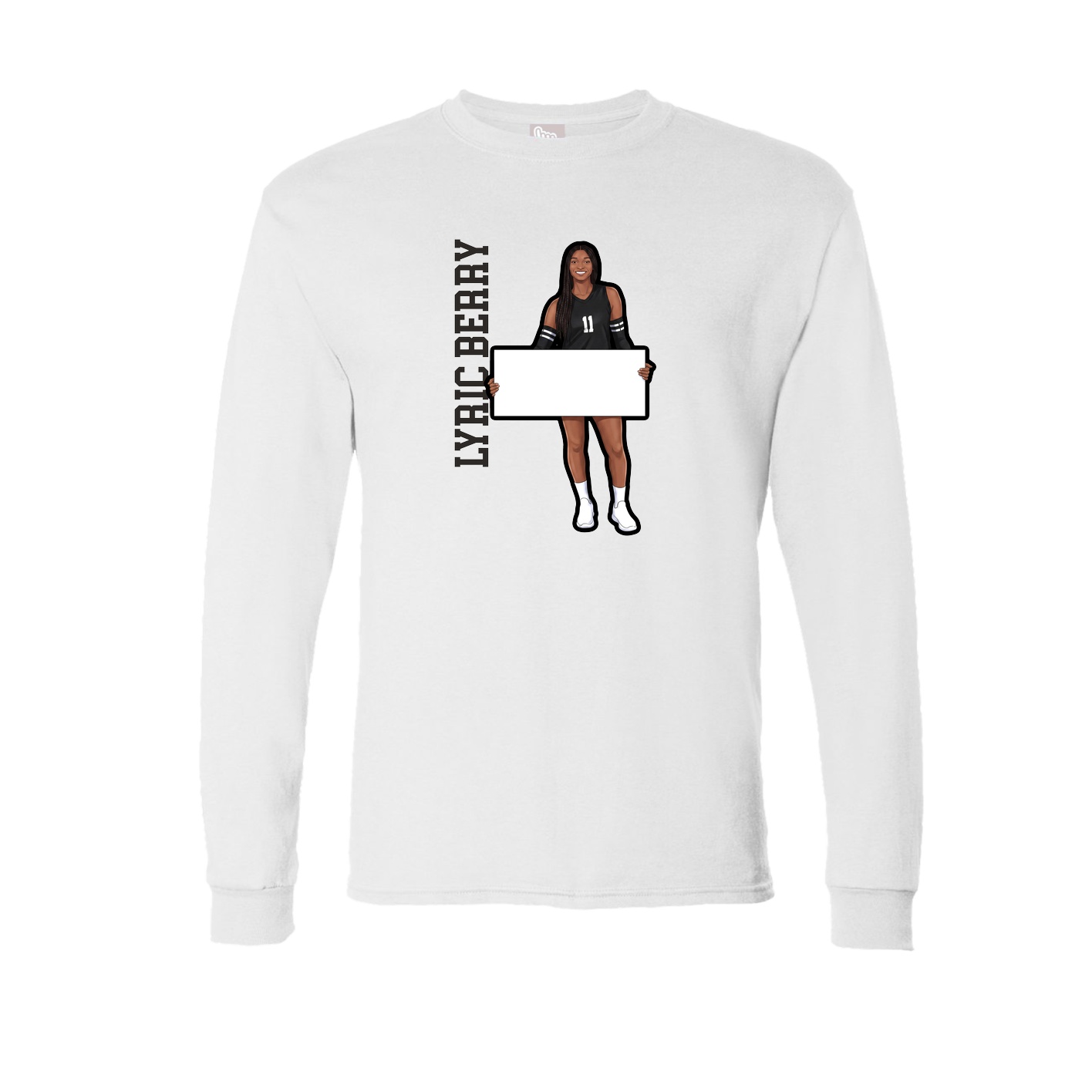 Long Sleeve Tee — Name Vertical in White