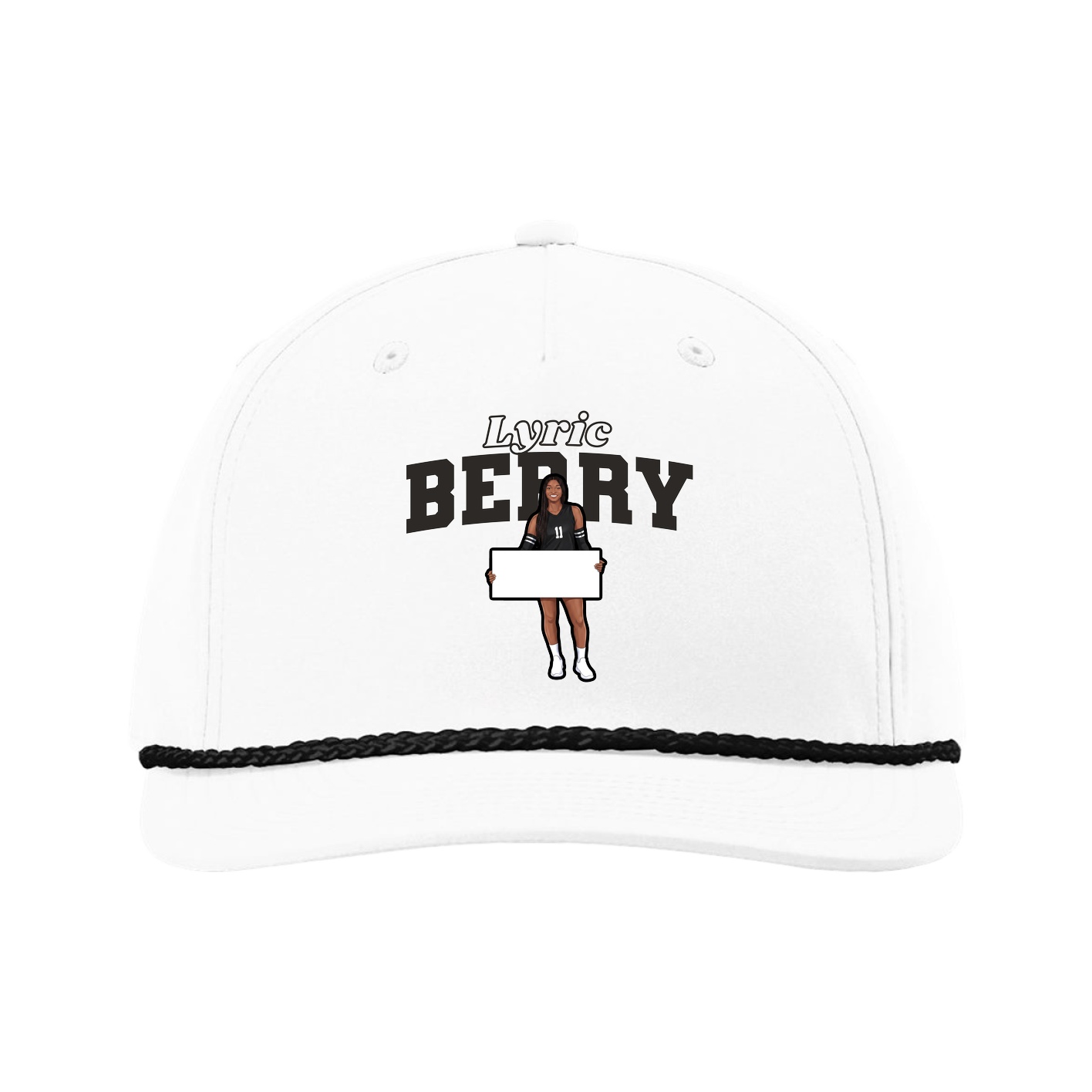 Five-Panel Classic Rope Cap — Name Arch in White