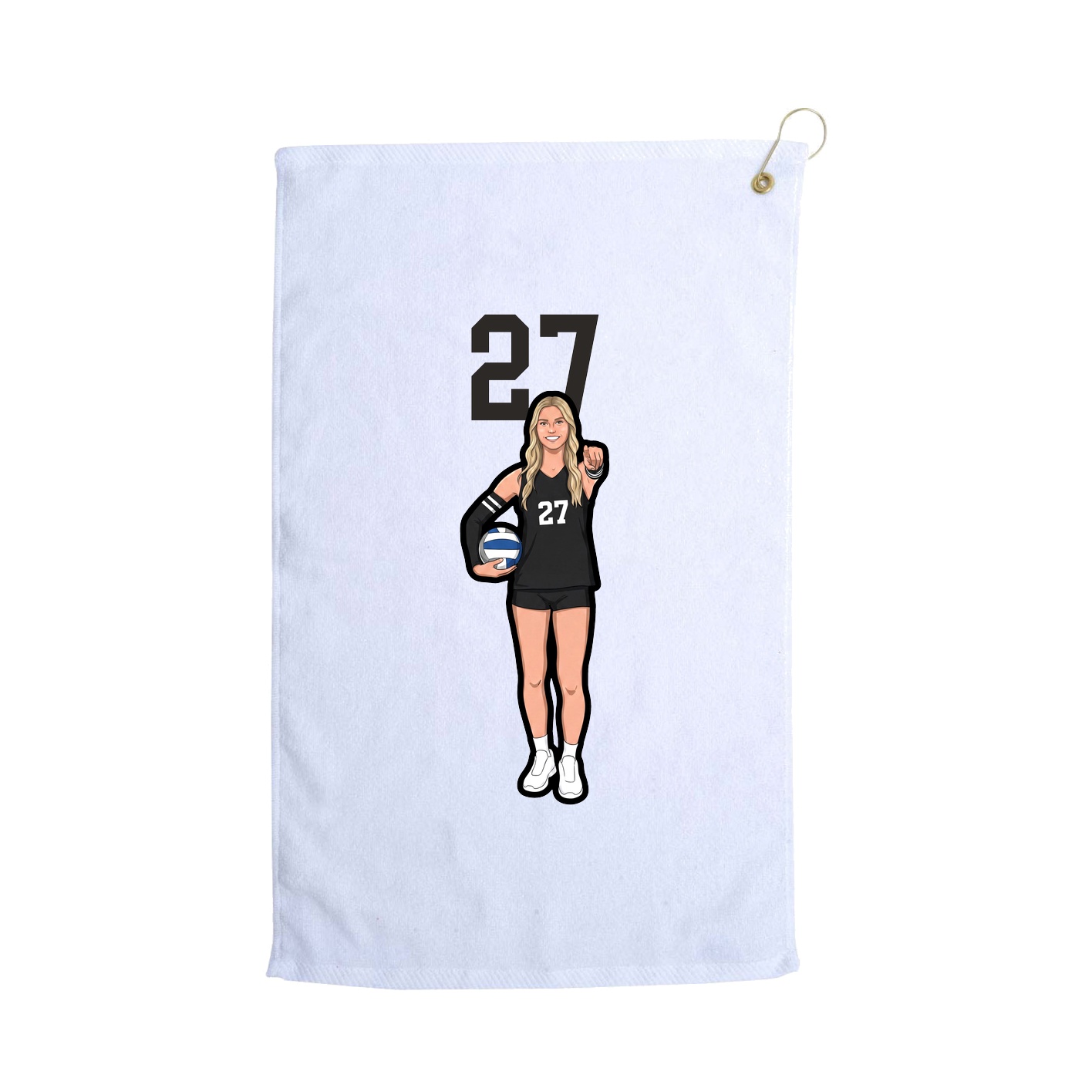 Golf Towel — Number Top in White