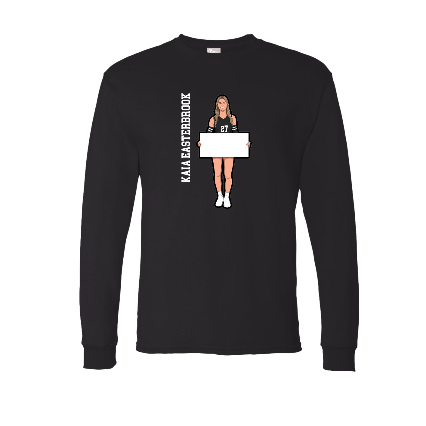 Long Sleeve Tee — Name Vertical in Black
