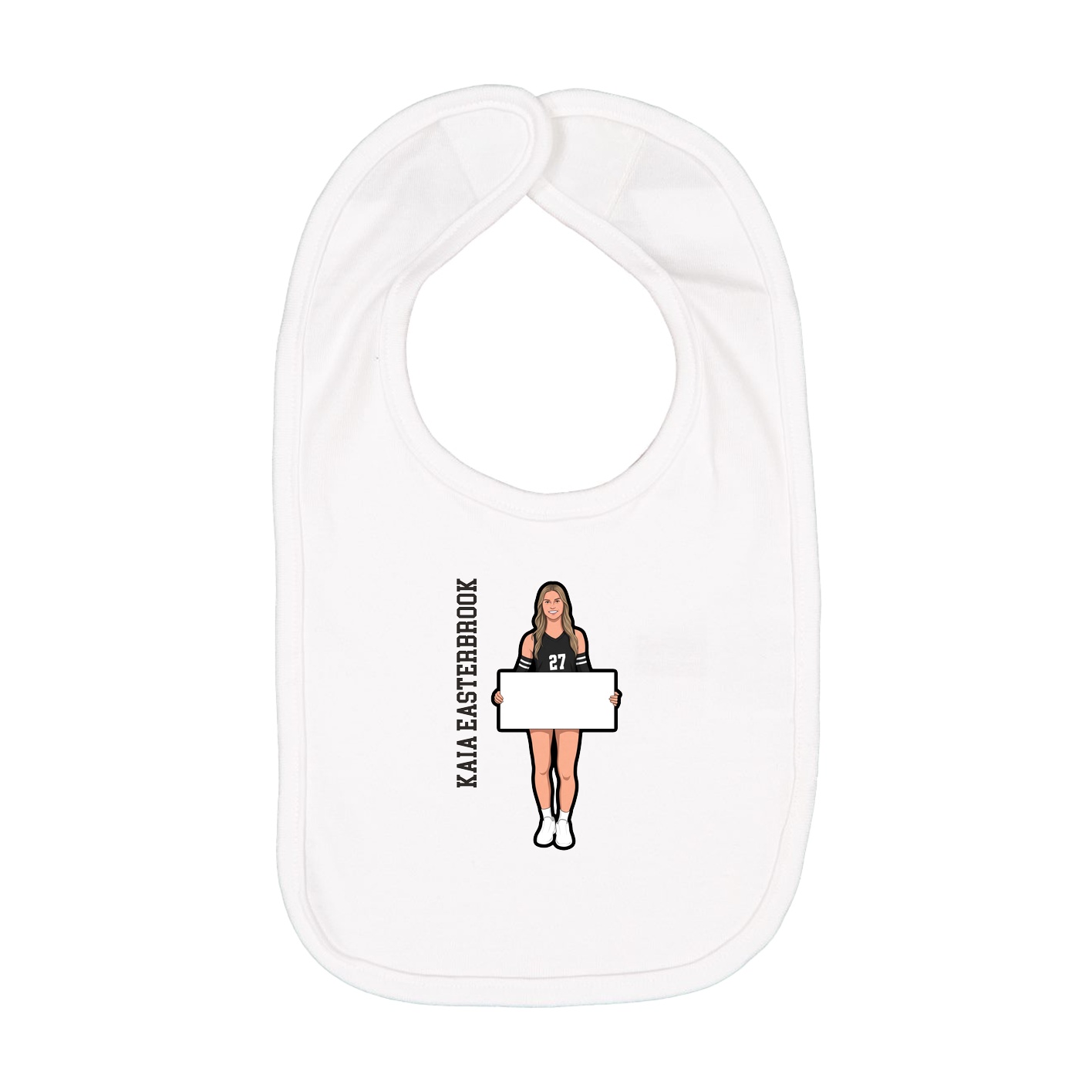 Infant Bib — Name Vertical in White